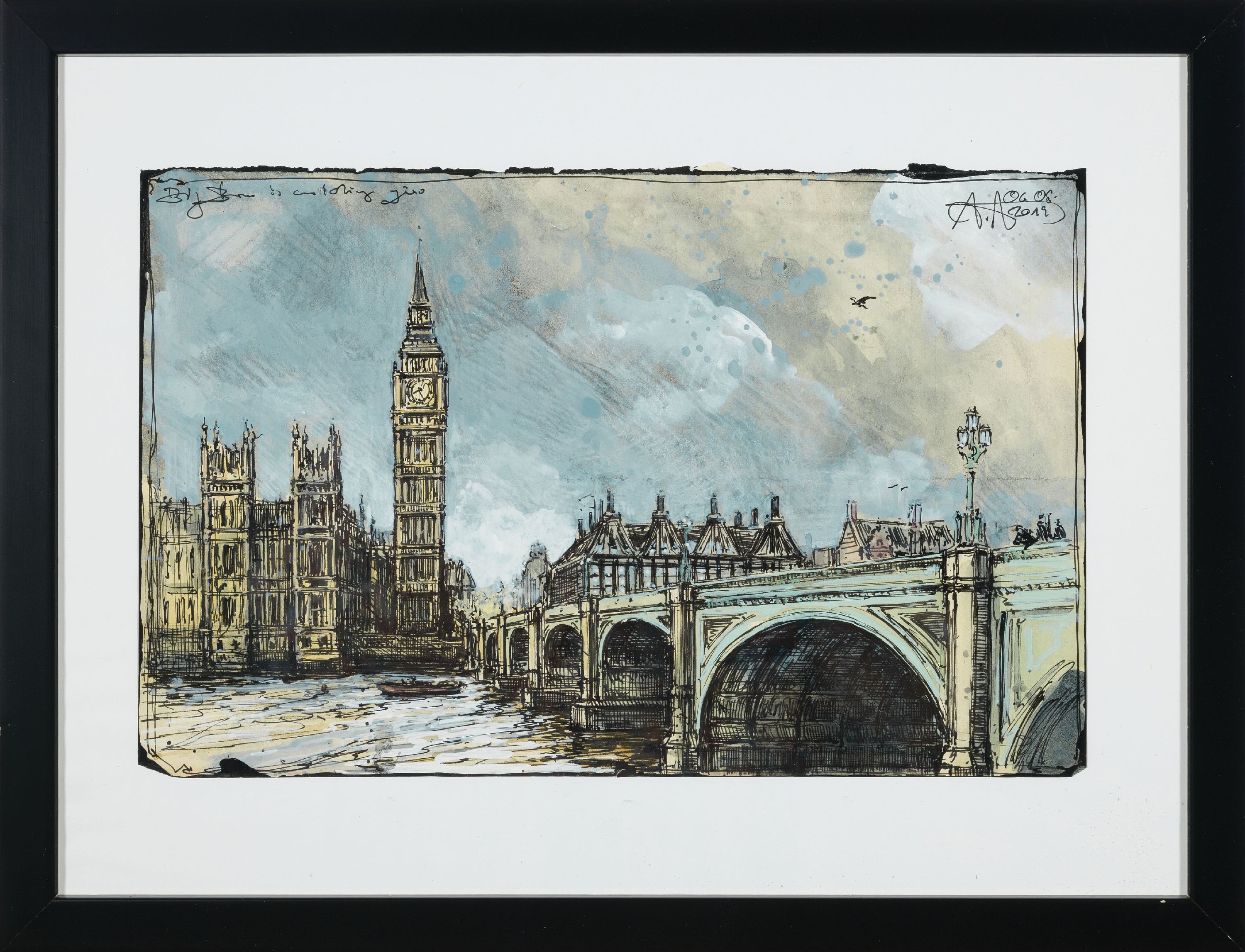 Detail k: Andreas Noßmann, geb. 1962, Titel: Big Ben is watching you", dat., betitelt, aus dem Jahre 2019, handisgn., ca. 21x33 cm, WVZ: DVZ 1179, ...