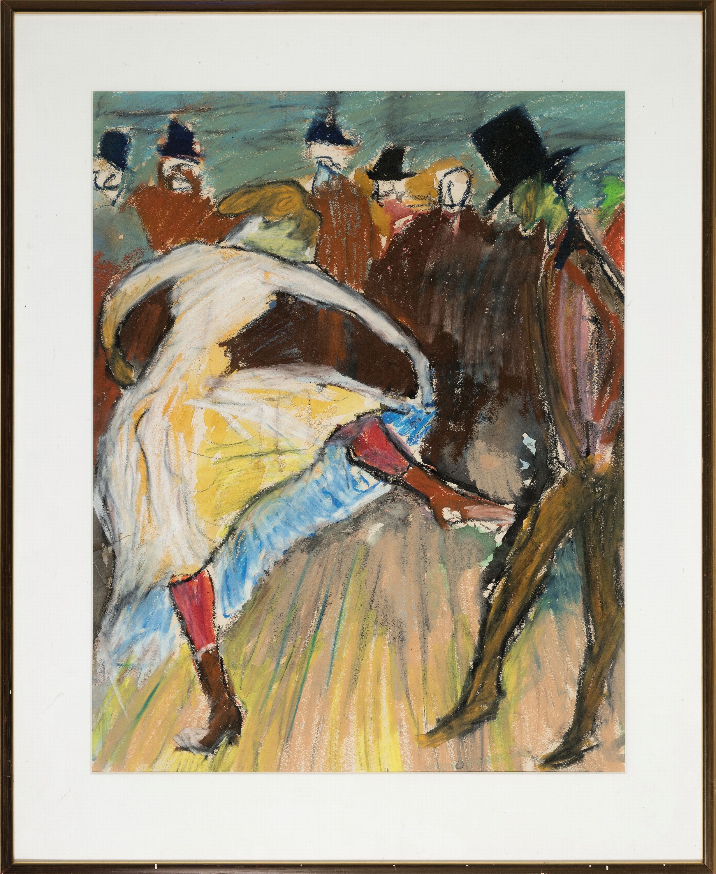 Detail k: Unbekannter Künstler, Art Deco-Tanzszene, um 1920, PP ca. 50,5x39,5 cm, R. 65,5x53,5 cm in der Art von Toulouse-Lautrec