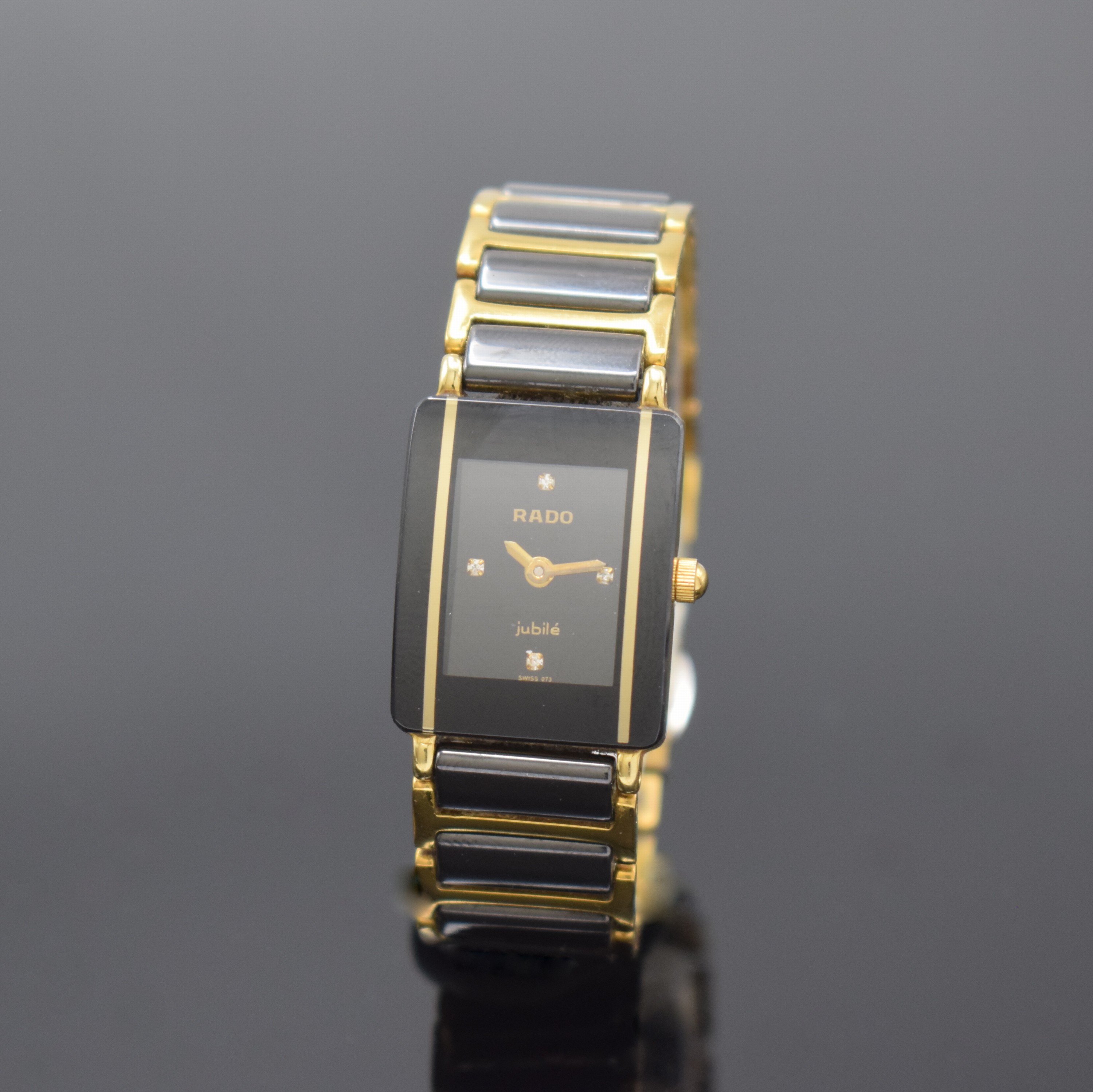 RADO Jubile Damenarmbanduhr Referenz 160.0282.3, Schweiz um 1995, quarz, Geh. in Stahl teils verg., Keramik Gliederband m. dopp. Faltschl. in Stahl ...