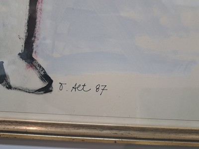 26890656a - Otmar Alt, geb. 1940, Ohne Titel, Katze mit Fliege, Gouache auf Papier, sign. und dat. ...