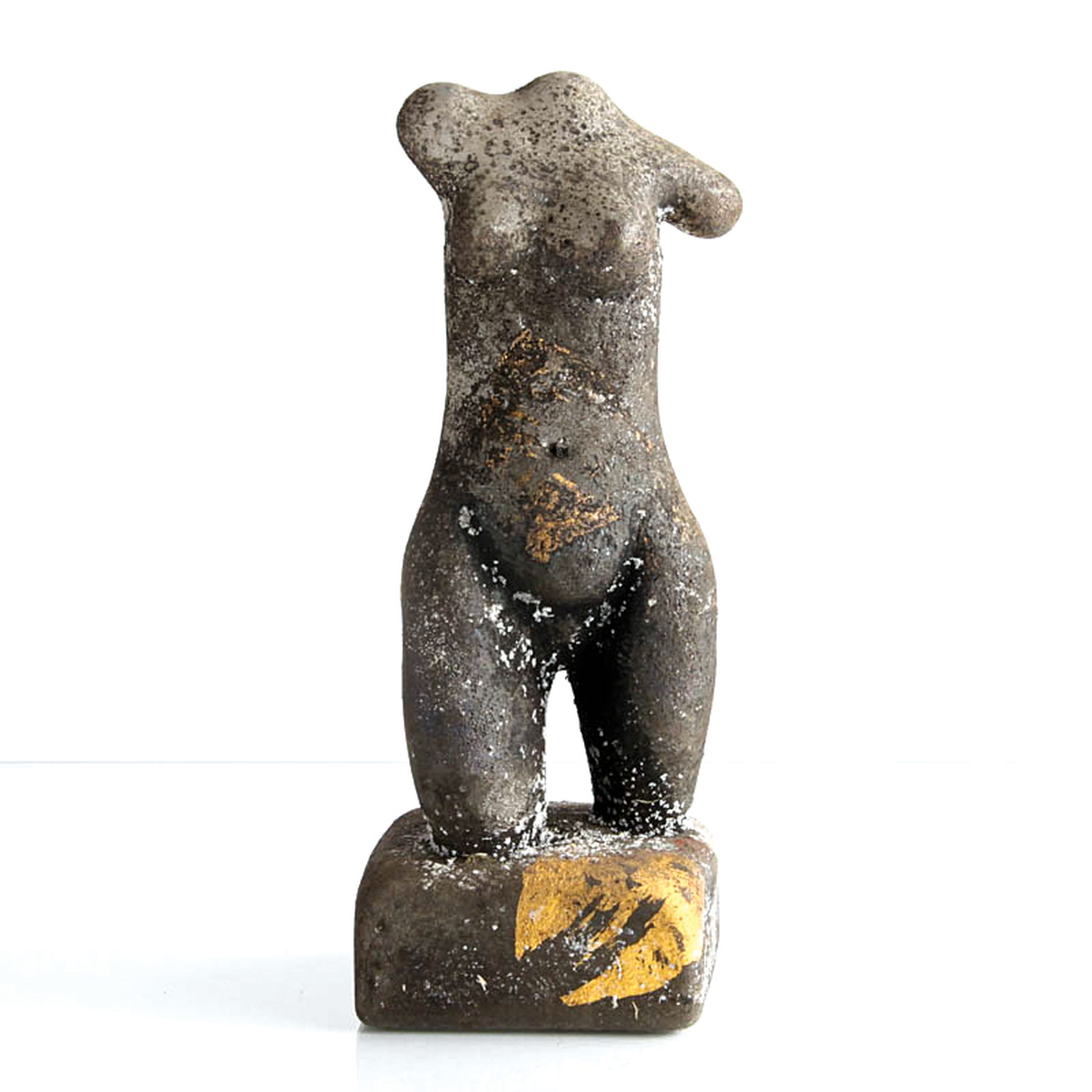 Glasskulptur Ermanno Nason für Cenedese, Murano, sog. vetro a scavo, weiblicher Torso, eingeschmolzene Goldfolie, H.ca. 17 cm