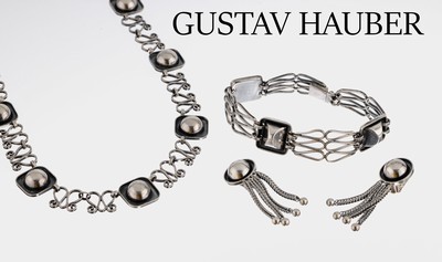 Image GUSTAV HAUBER Schmuck-Konvolut, 1960er Jahre, 835er Silber, Schwäbisch-Gmünd, ...
