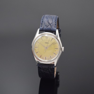 Image 26890796 - EBEL Armbanduhr in Stahl, Schweiz um 1970, Handaufzug, Boden verschr., silb. Zifferbl. ...