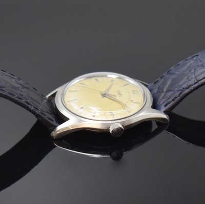 26890796b - EBEL Armbanduhr in Stahl, Schweiz um 1970, Handaufzug, Boden verschr., silb. Zifferbl. ...