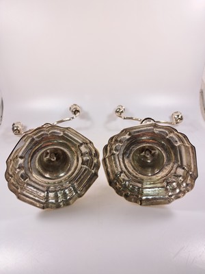 26890928g - Paar Wandlungsleuchter aus Silber, Spanien, 19. Jh, Silber, Tremolierstrich im ...