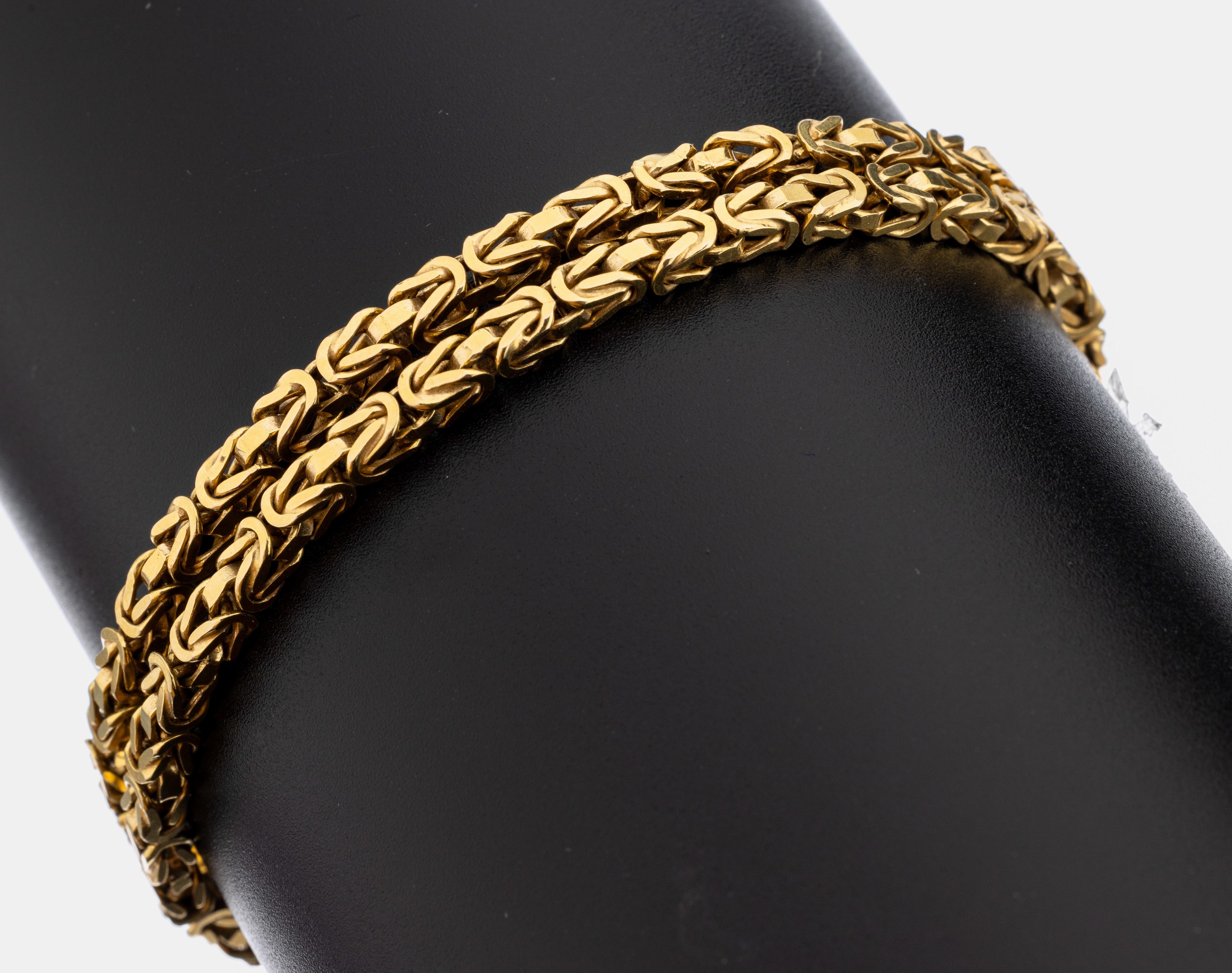 14 kt Gold Armband, GG 585/000, 2-rhg. Königskettenmuster, L. ca. 19.5 cm, Kastenschloss mit 2 Sicherheitsachten, ca. 24.8 g