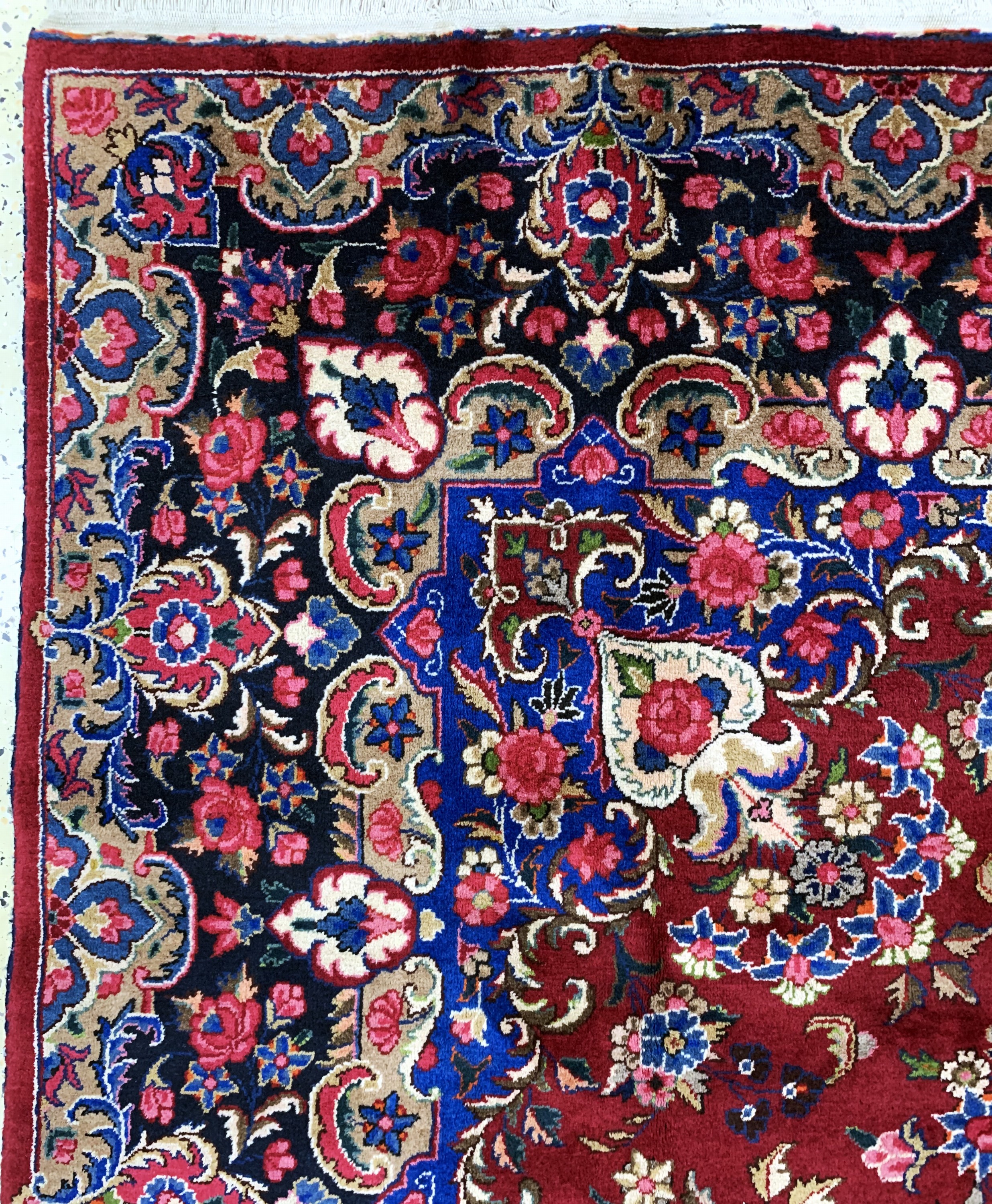 Detail d: Mesched, Persien, Mitte 20.Jhd, Wolle auf Baumwolle, ca. 299 x 206 cm, EHZ: 1-2(nahezu Neuwertig).