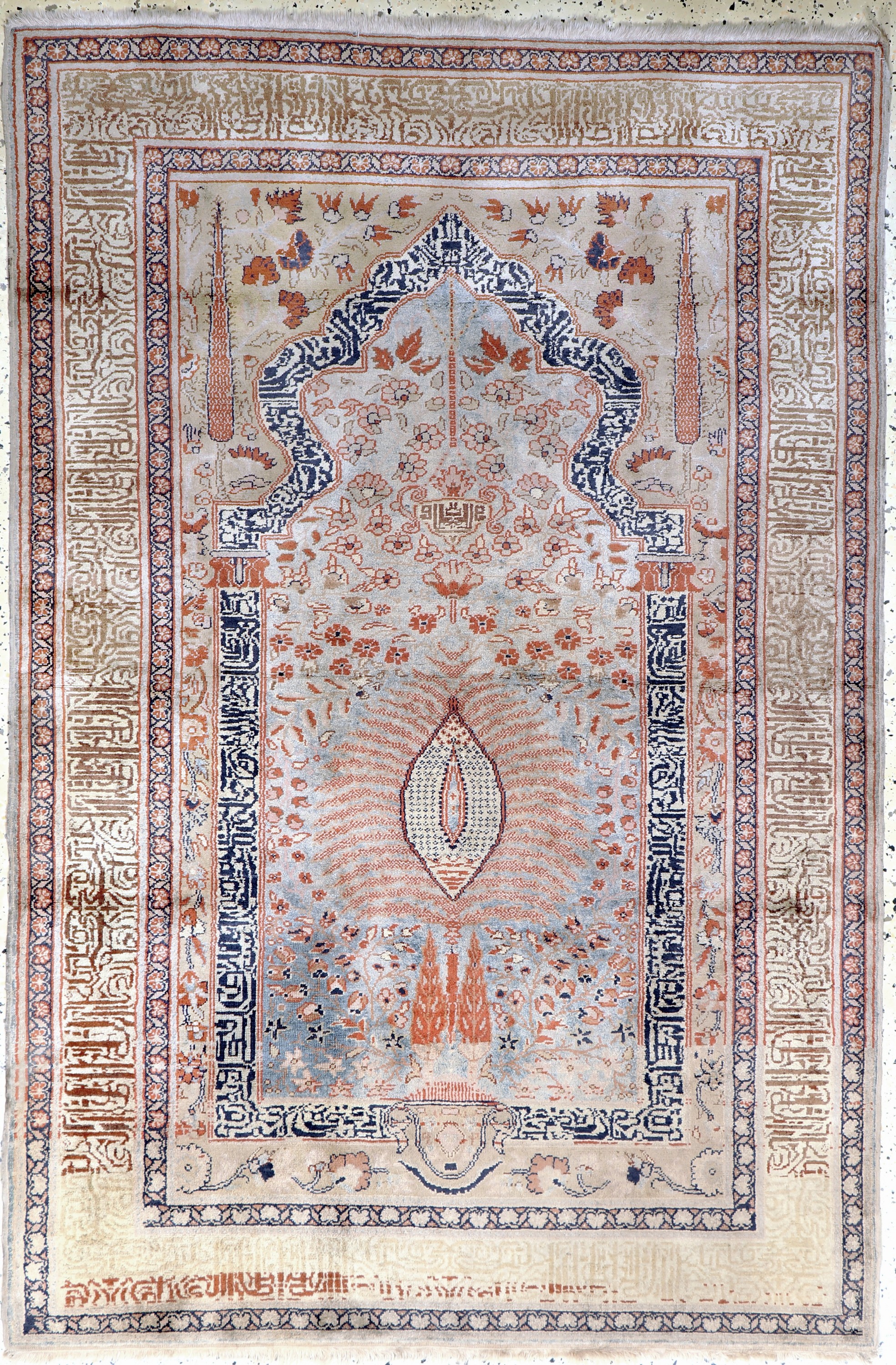 Kayseri Flosch, Türkei, Mitte 20.Jhd, merzerisierte Baumwolle, ca. 178 x 120 cm, EHZ: 2-3
