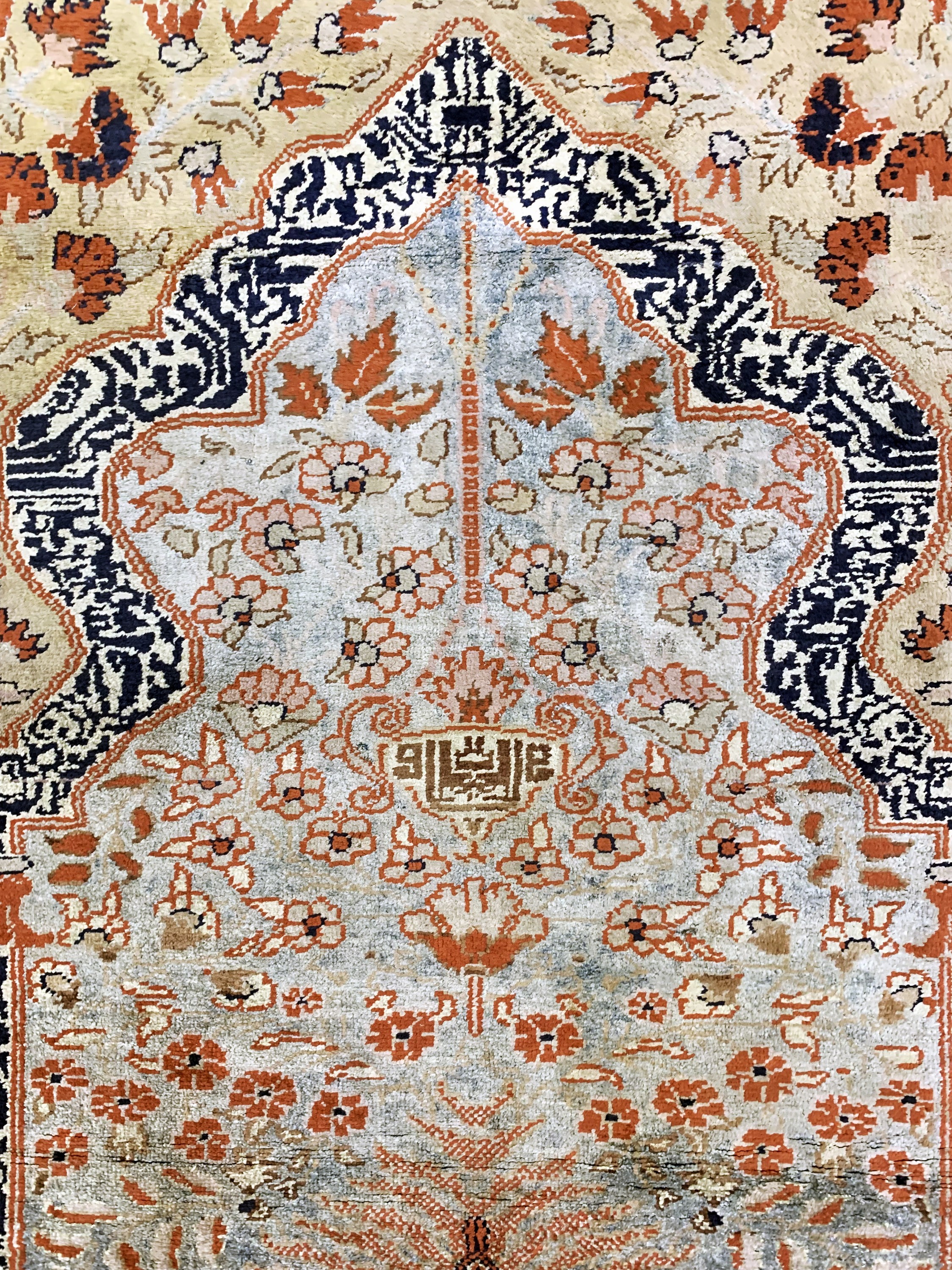 Detail d: Kayseri Flosch, Türkei, Mitte 20.Jhd, merzerisierte Baumwolle, ca. 178 x 120 cm, EHZ: 2-3