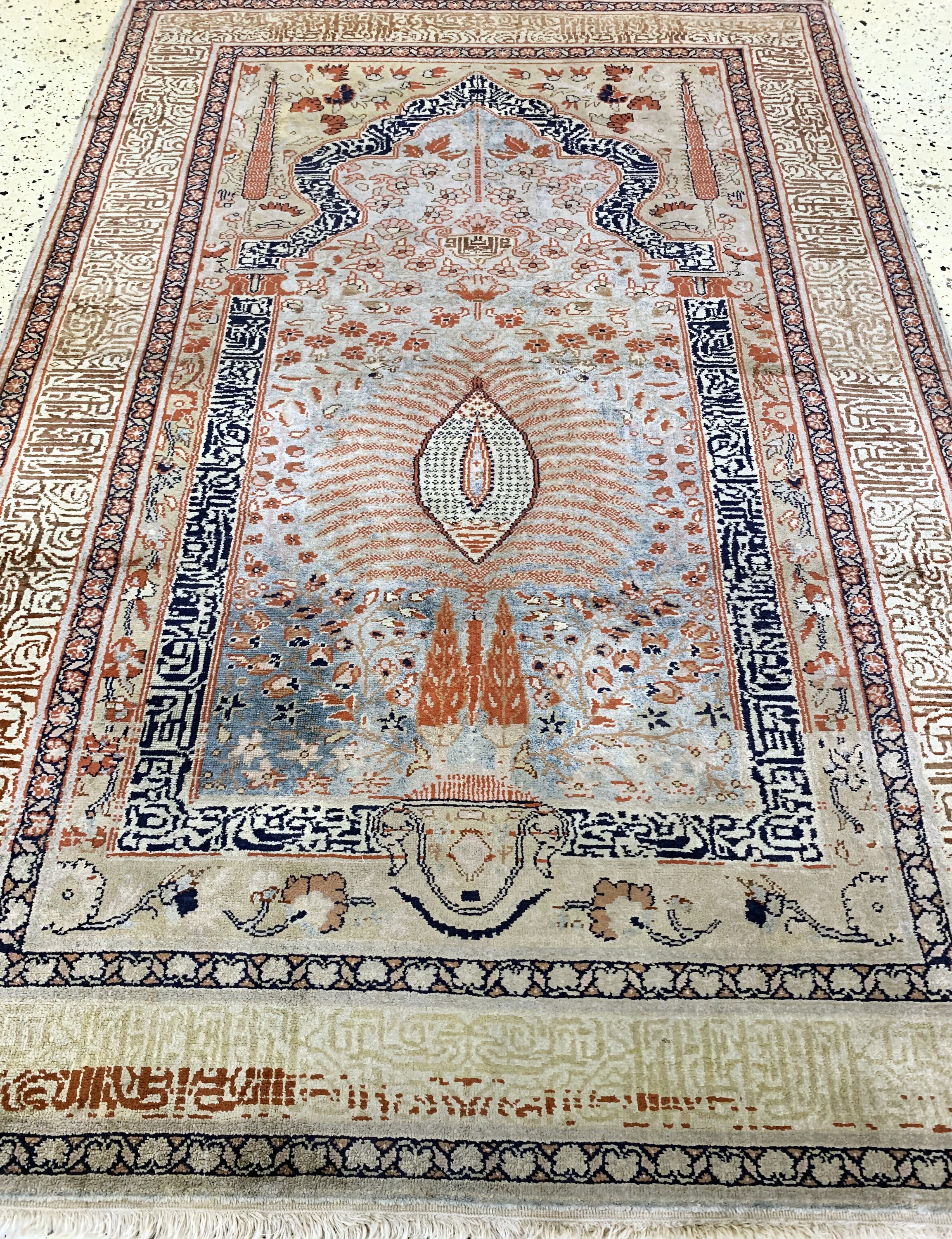 Detail e: Kayseri Flosch, Türkei, Mitte 20.Jhd, merzerisierte Baumwolle, ca. 178 x 120 cm, EHZ: 2-3