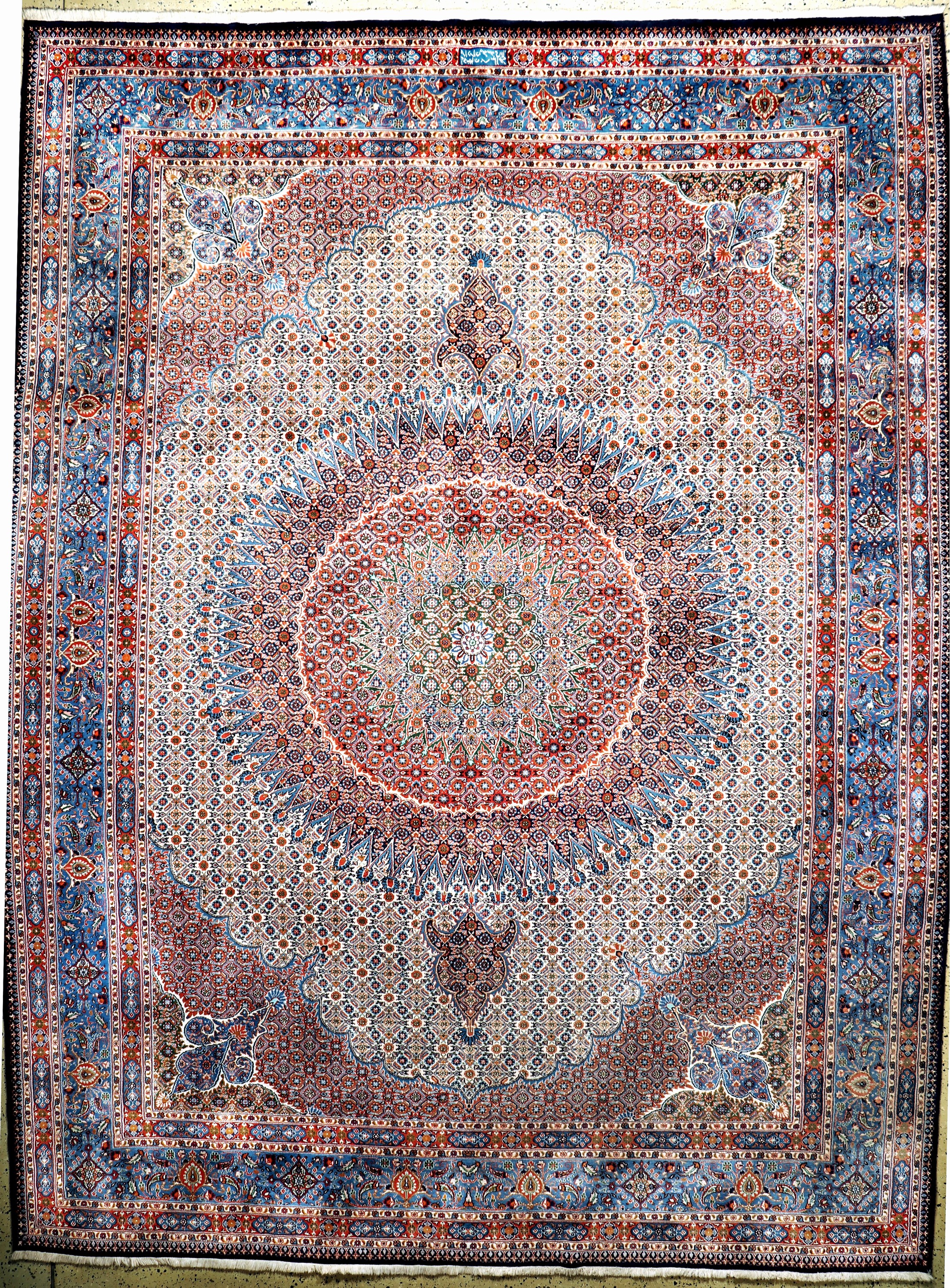 Mud fein, Persien, Ende 20.Jhd, Korkwolle mit Seide, ca. 402 x 300 cm, EHZ: 2-3