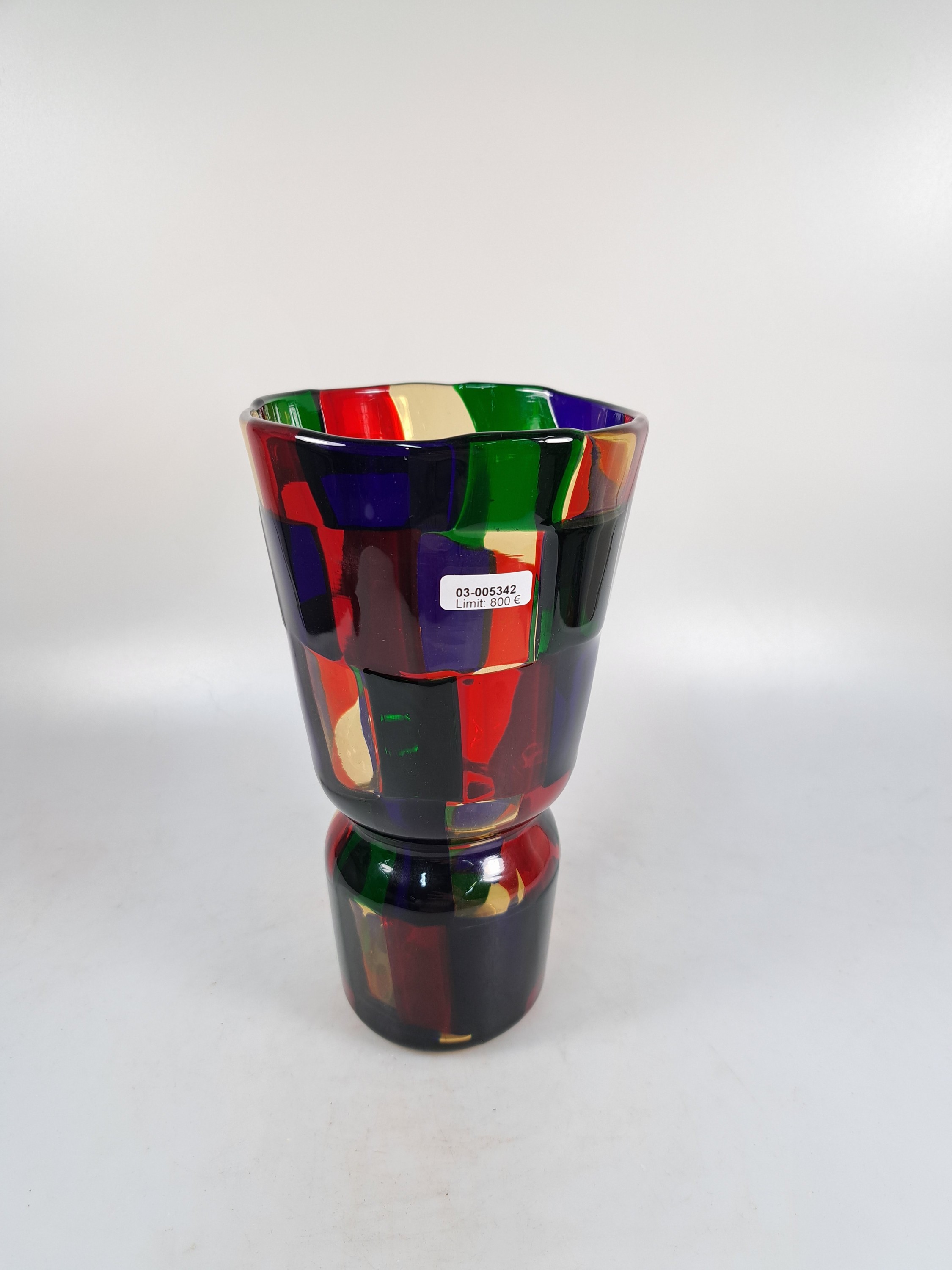 Detail a: Pezzato-Vase, Entwurf Fulvio Bianconi für Venini & C. Murano, 50er Jahre, Pokalform, farbloses Glas mit mosaikartige zusammengeschmolzenen Quadrate ...