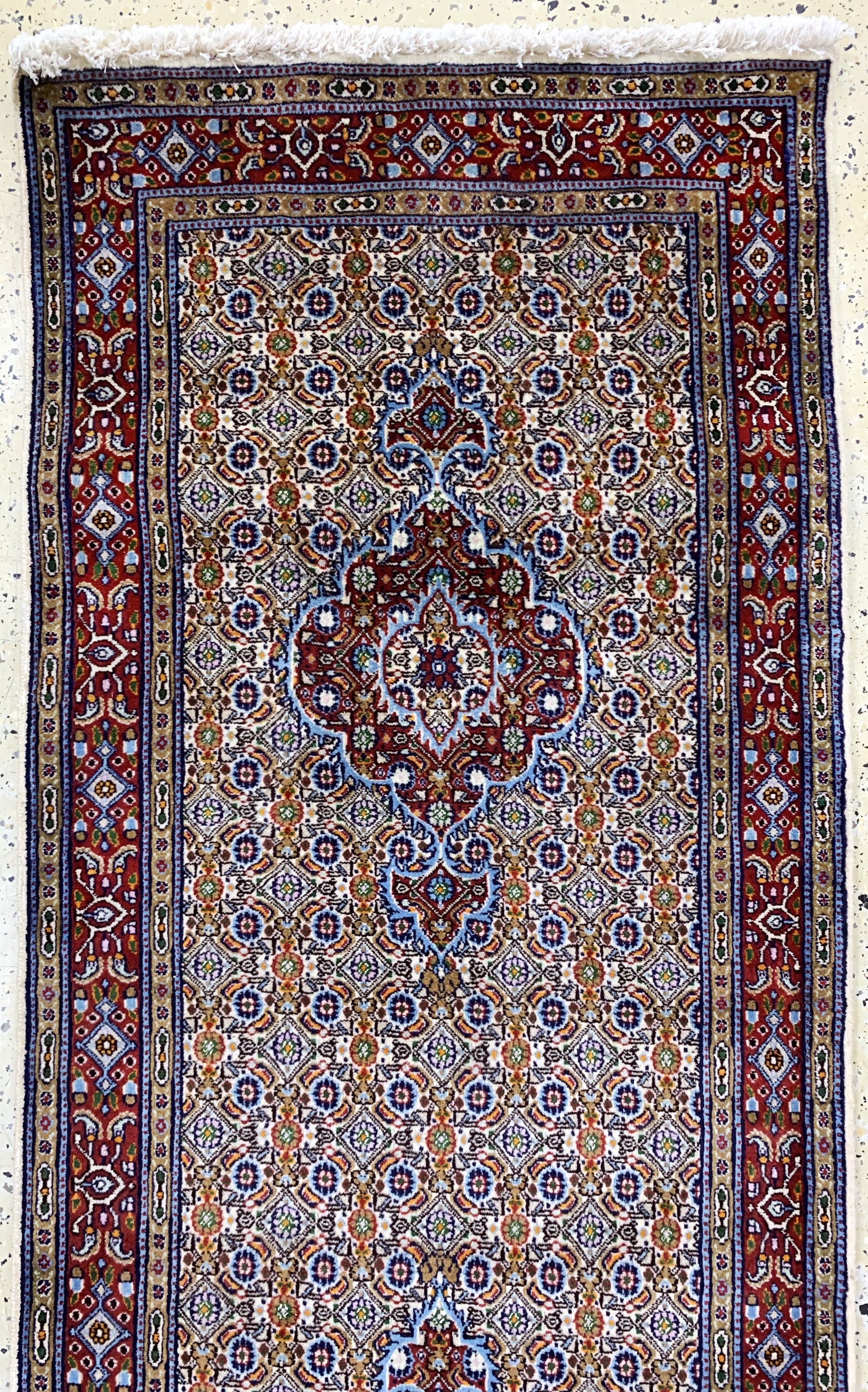 Detail a: Mud fein, Persien, Ende 20.Jhd, Korkwolle mit Seide, ca. 500 x 83 cm, EHZ: 1-2