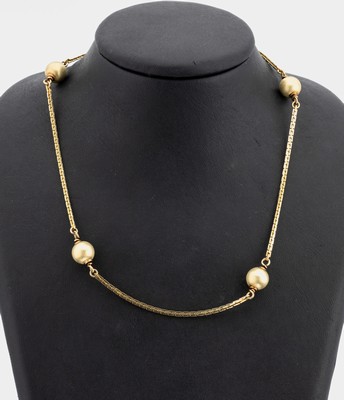 Image 14 kt Gold Collier, GG 585/000, endlos, sat. Kugeln als Zwischenglieder, L. ca. 94 ...