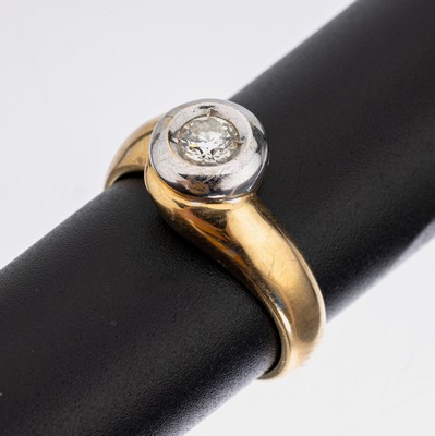 Image 14 kt Gold Brillant-Ring, GG/WG 585/000, 1 in WG gefasster Brillant ca. 0.25 ct ...
