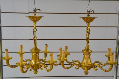 26891157a - 2 Deckenlampen und zwei Wandlampen, Frankreich, nach altem Vorbild des Empire, Bronze ...