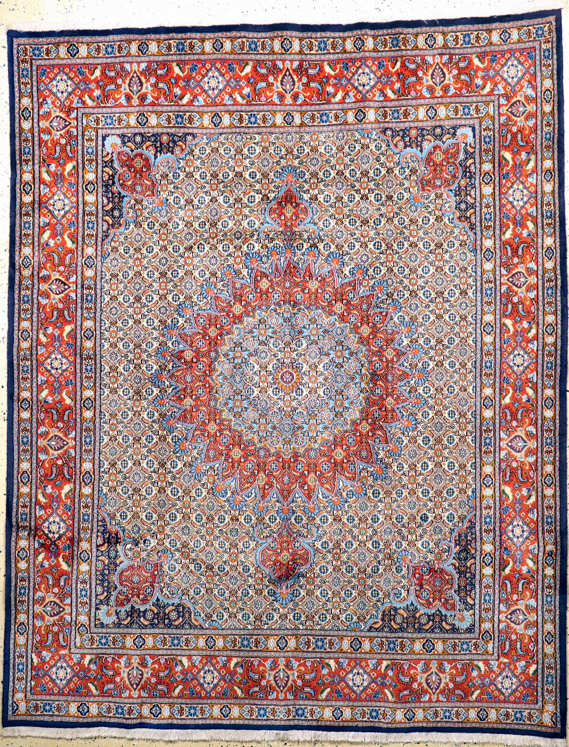 Mud fein, Persien, Ende 20.Jhd, Korkwolle mit Seide, ca. 260 x 204 cm, EHZ: 1-2(nahezu Neuwertig)
