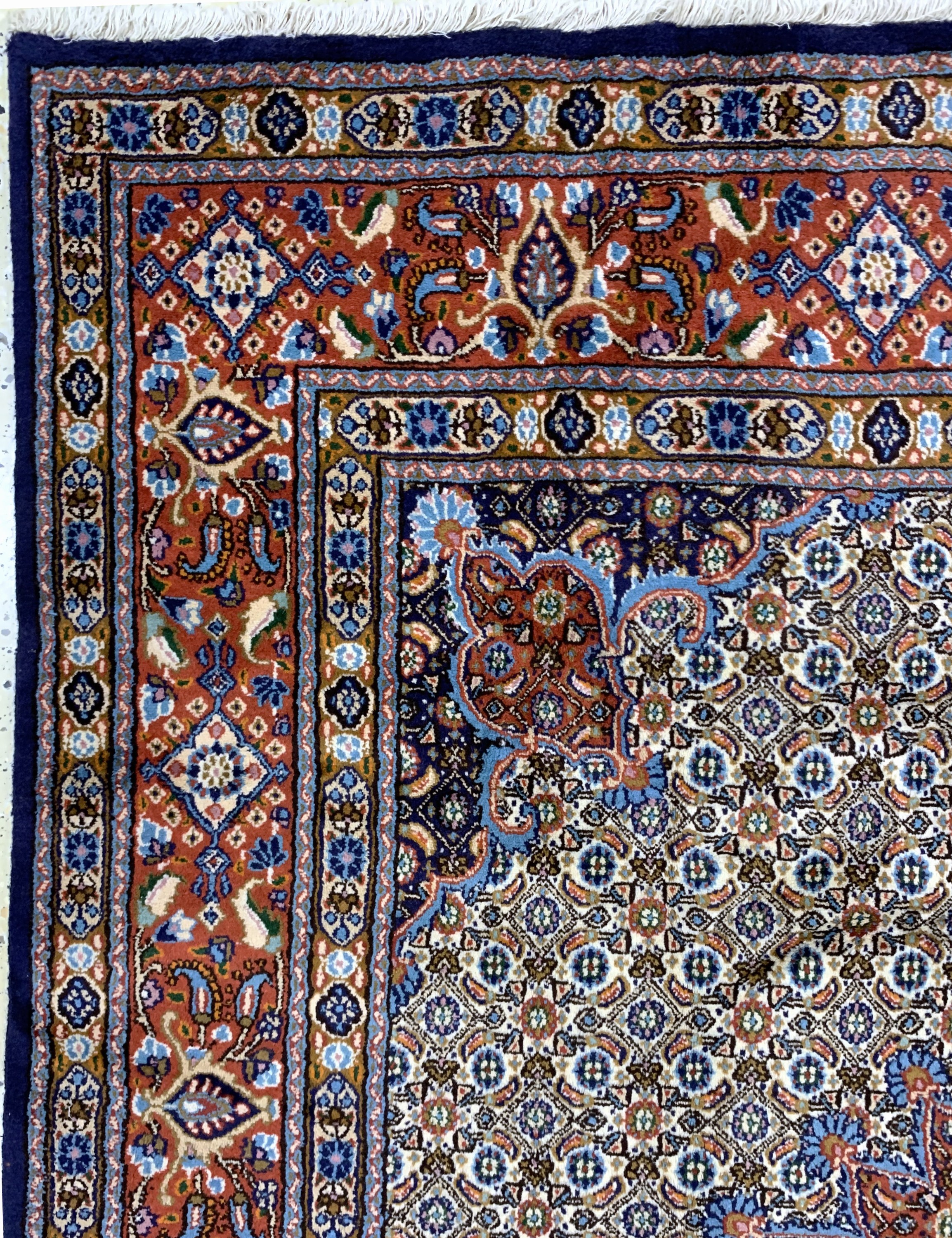 Detail d: Mud fein, Persien, Ende 20.Jhd, Korkwolle mit Seide, ca. 260 x 204 cm, EHZ: 1-2(nahezu Neuwertig)