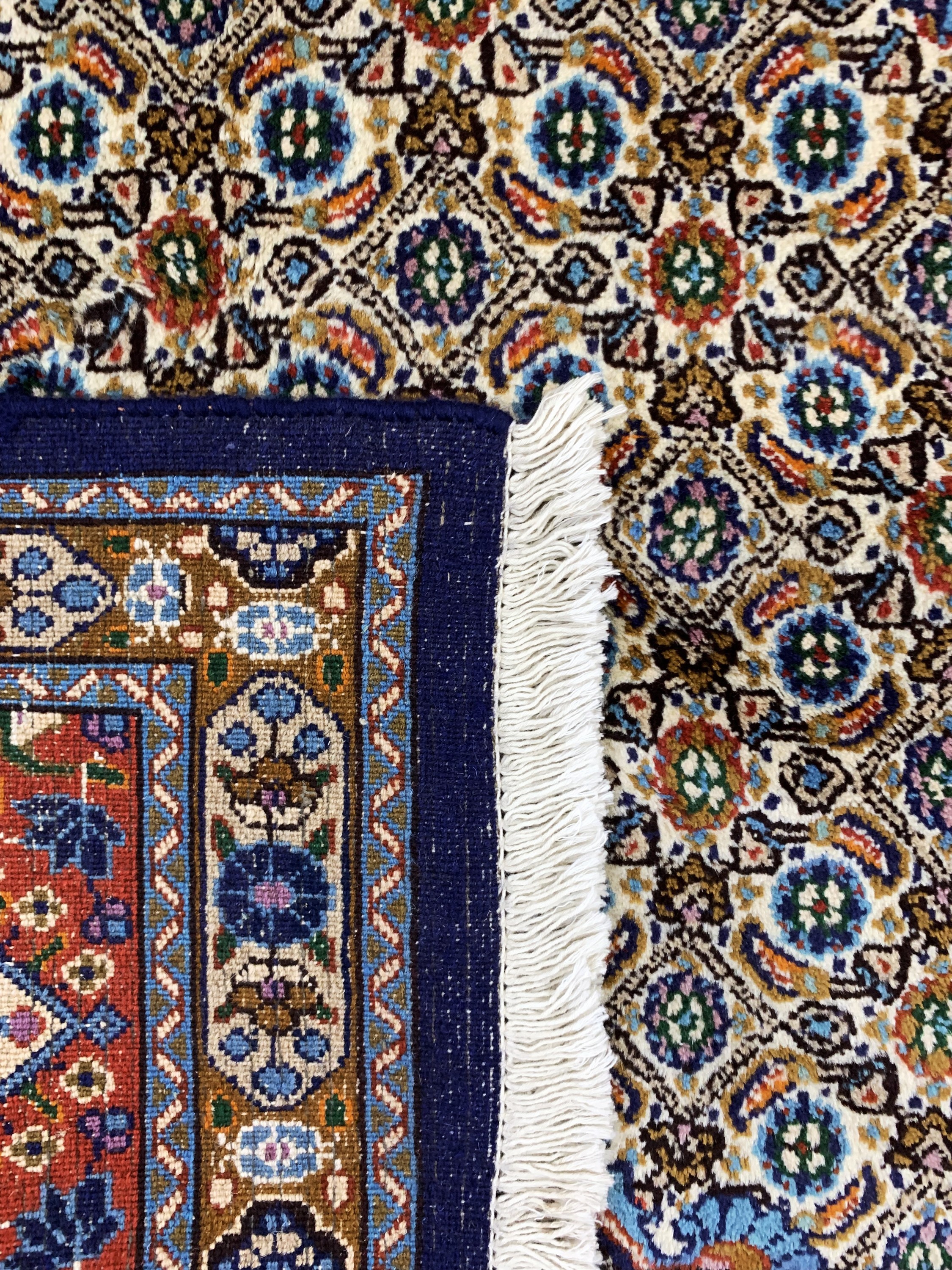 Detail g: Mud fein, Persien, Ende 20.Jhd, Korkwolle mit Seide, ca. 260 x 204 cm, EHZ: 1-2(nahezu Neuwertig)