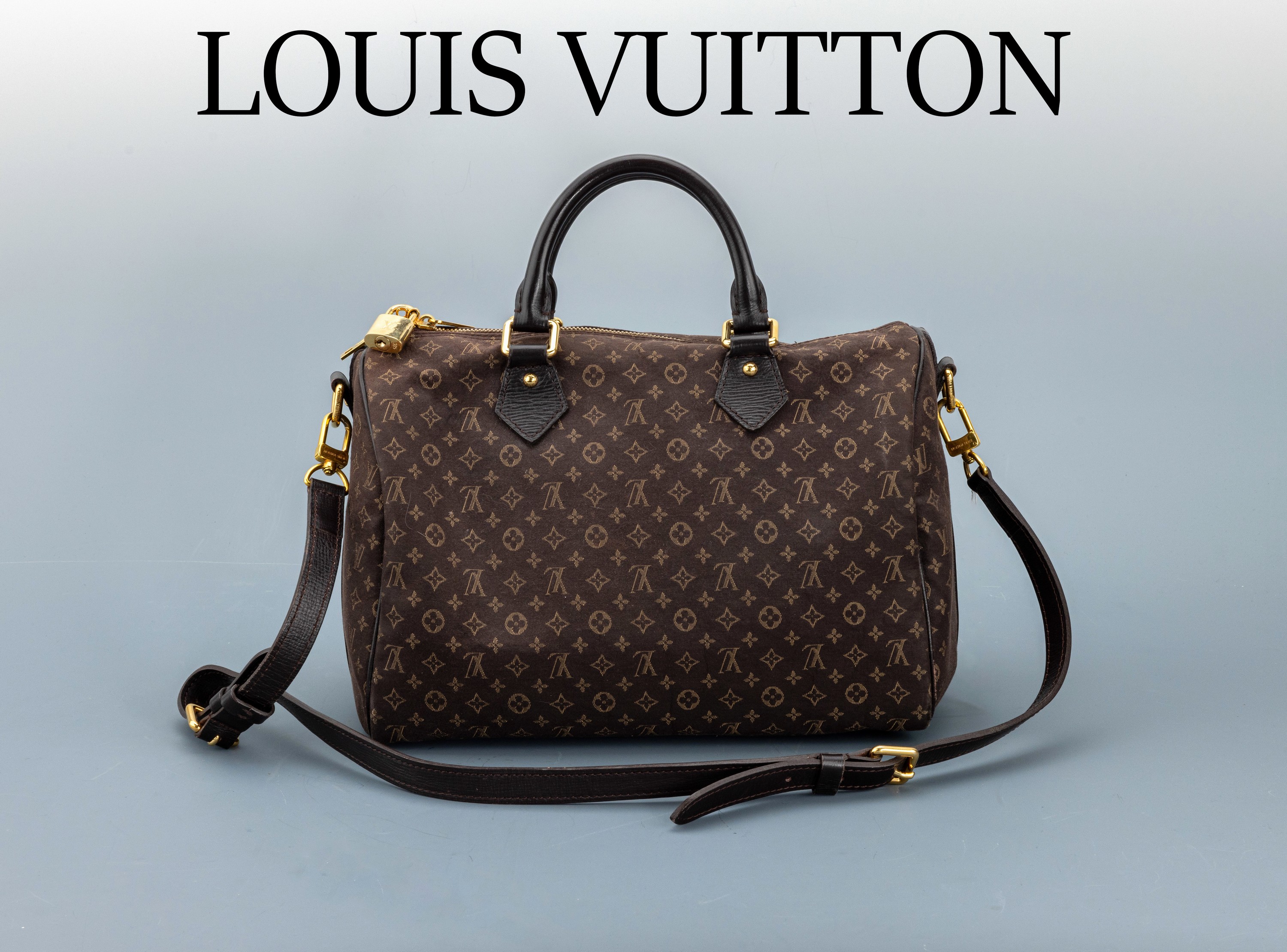 Louis Vuitton Handtasche Speedy 30, Brown Monogram Mini Lin/Idylle, brauner Lederbesatz und Griffe, Reißverschluss, innen brauner Stoff, offene ...
