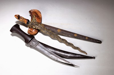 Image Seltener Dolch, Persien, 18. Jh., dreiteilig gespaltene Klinge, Mittelgrad, Ansatz ...
