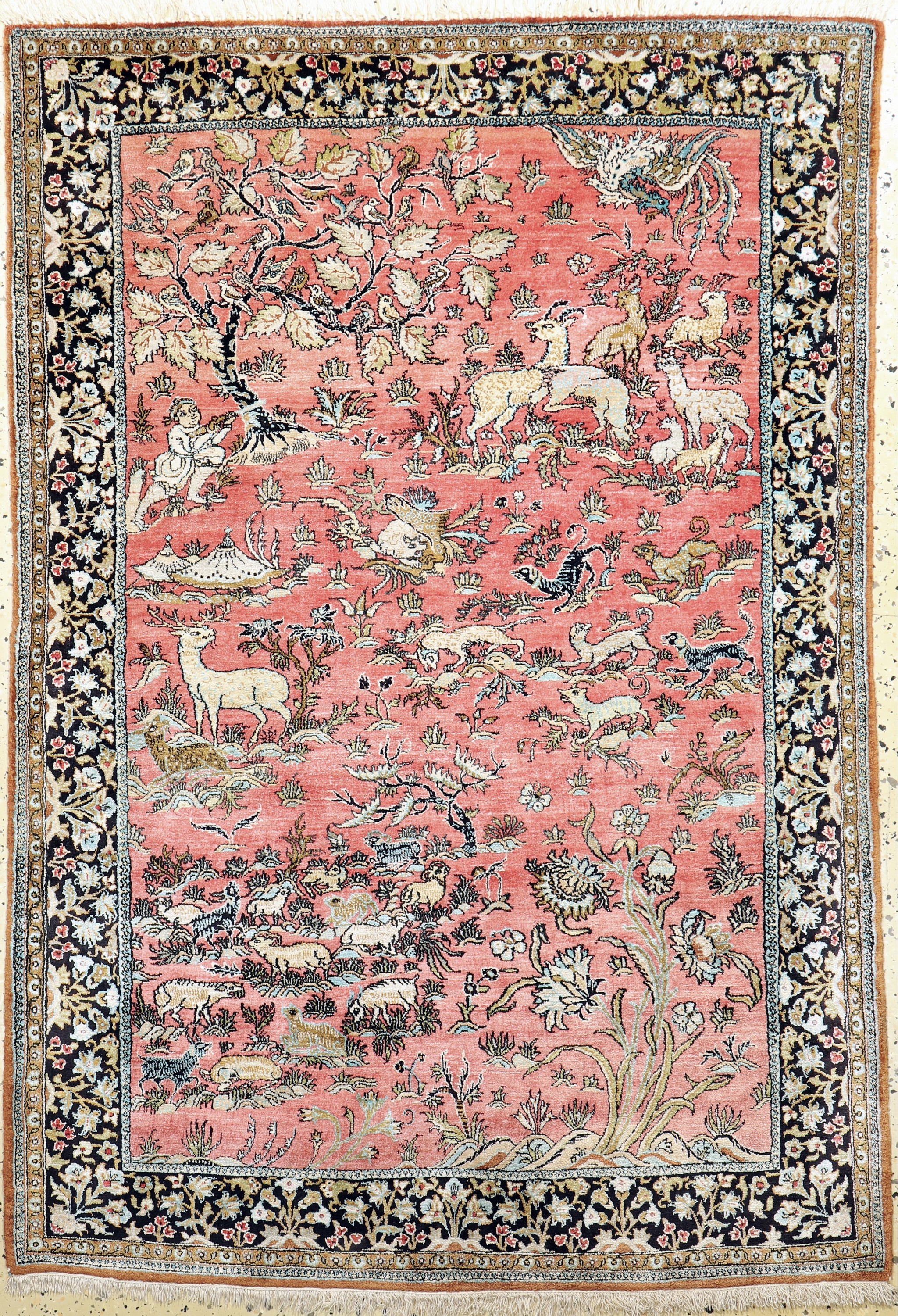 Ghom Seide, Persien, Mitte 20.Jhd., reine Naturseide, ca. 155 x 109 cm, EHZ: 2