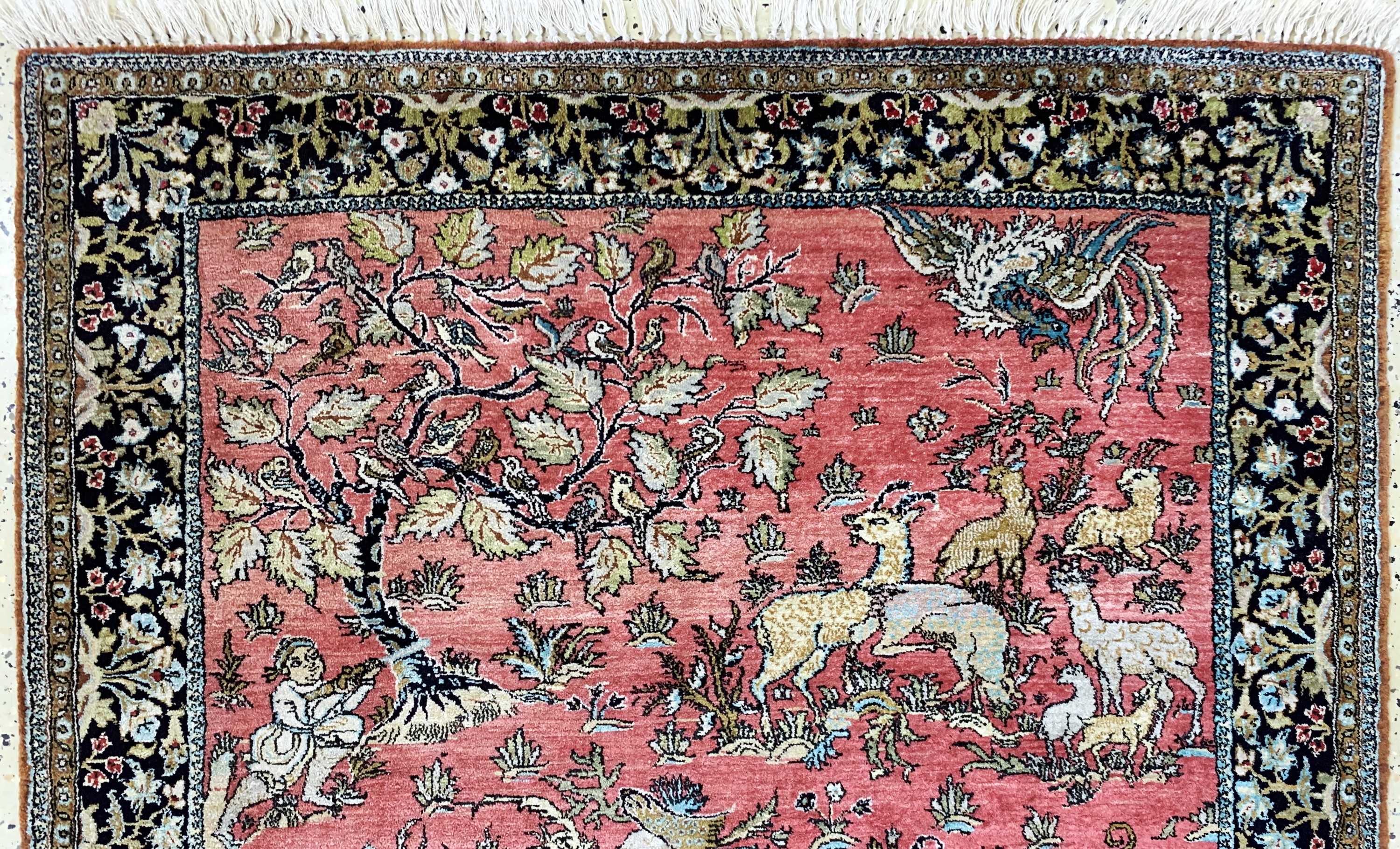 Detail a: Ghom Seide, Persien, Mitte 20.Jhd., reine Naturseide, ca. 155 x 109 cm, EHZ: 2