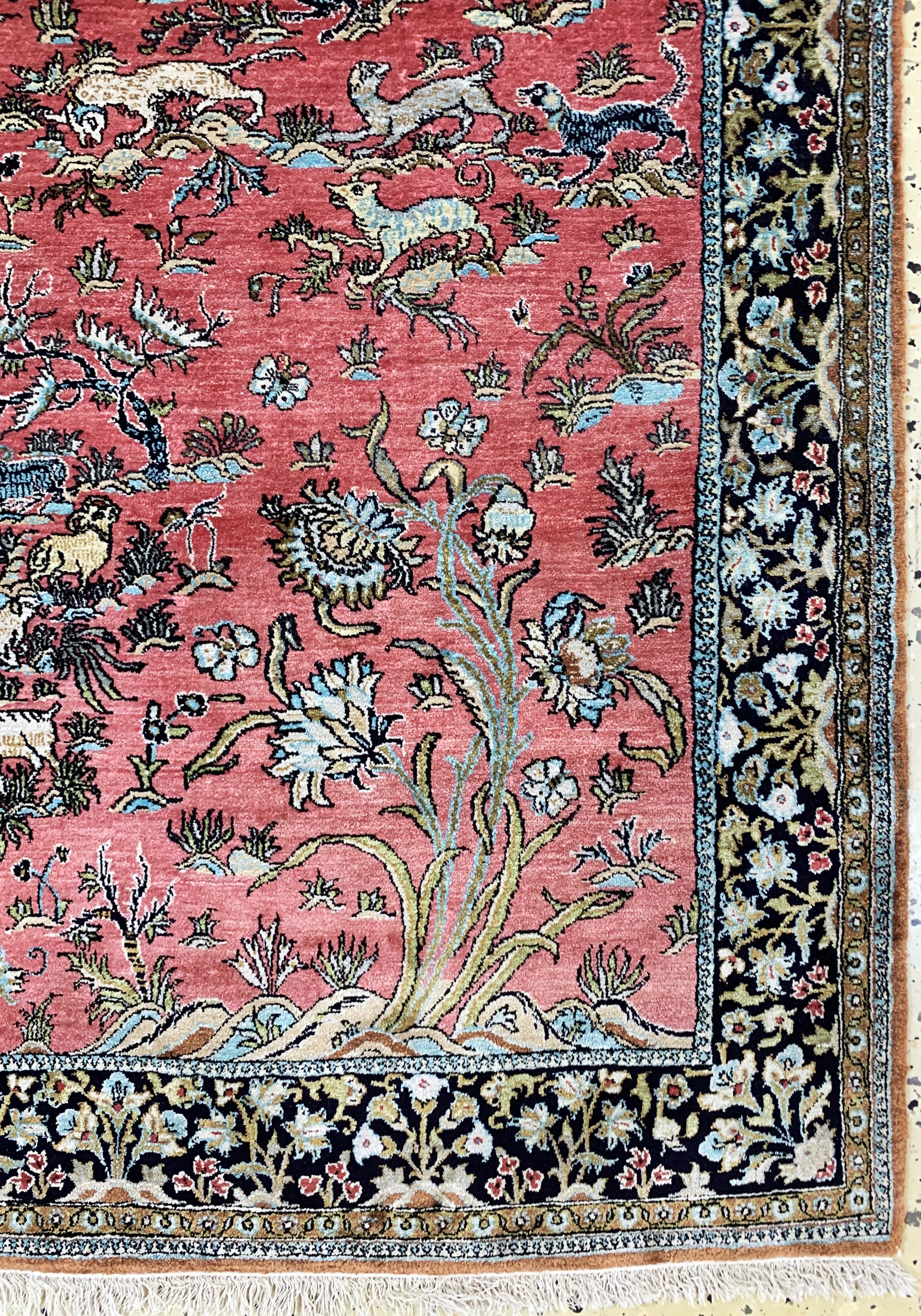 Detail b: Ghom Seide, Persien, Mitte 20.Jhd., reine Naturseide, ca. 155 x 109 cm, EHZ: 2