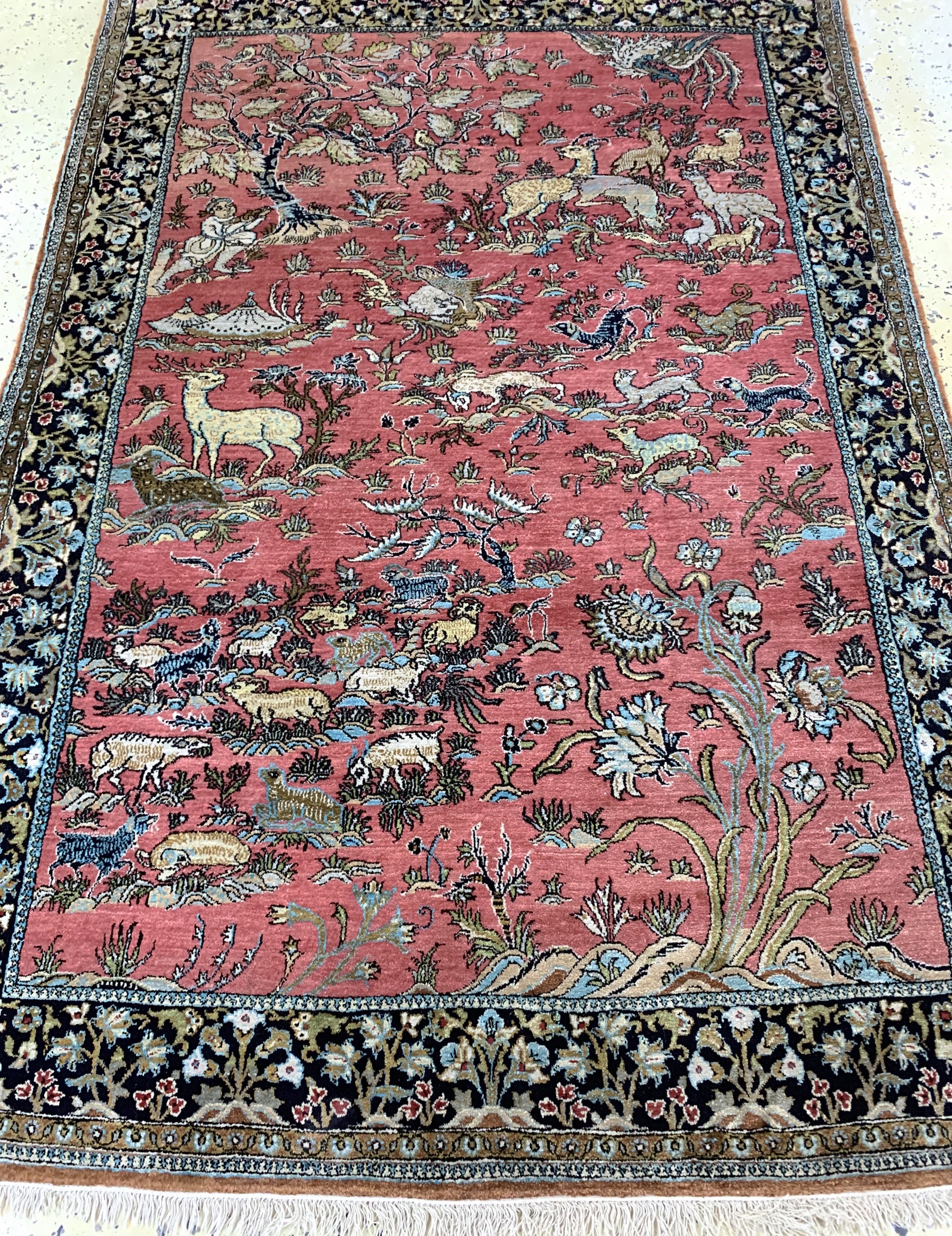 Detail d: Ghom Seide, Persien, Mitte 20.Jhd., reine Naturseide, ca. 155 x 109 cm, EHZ: 2