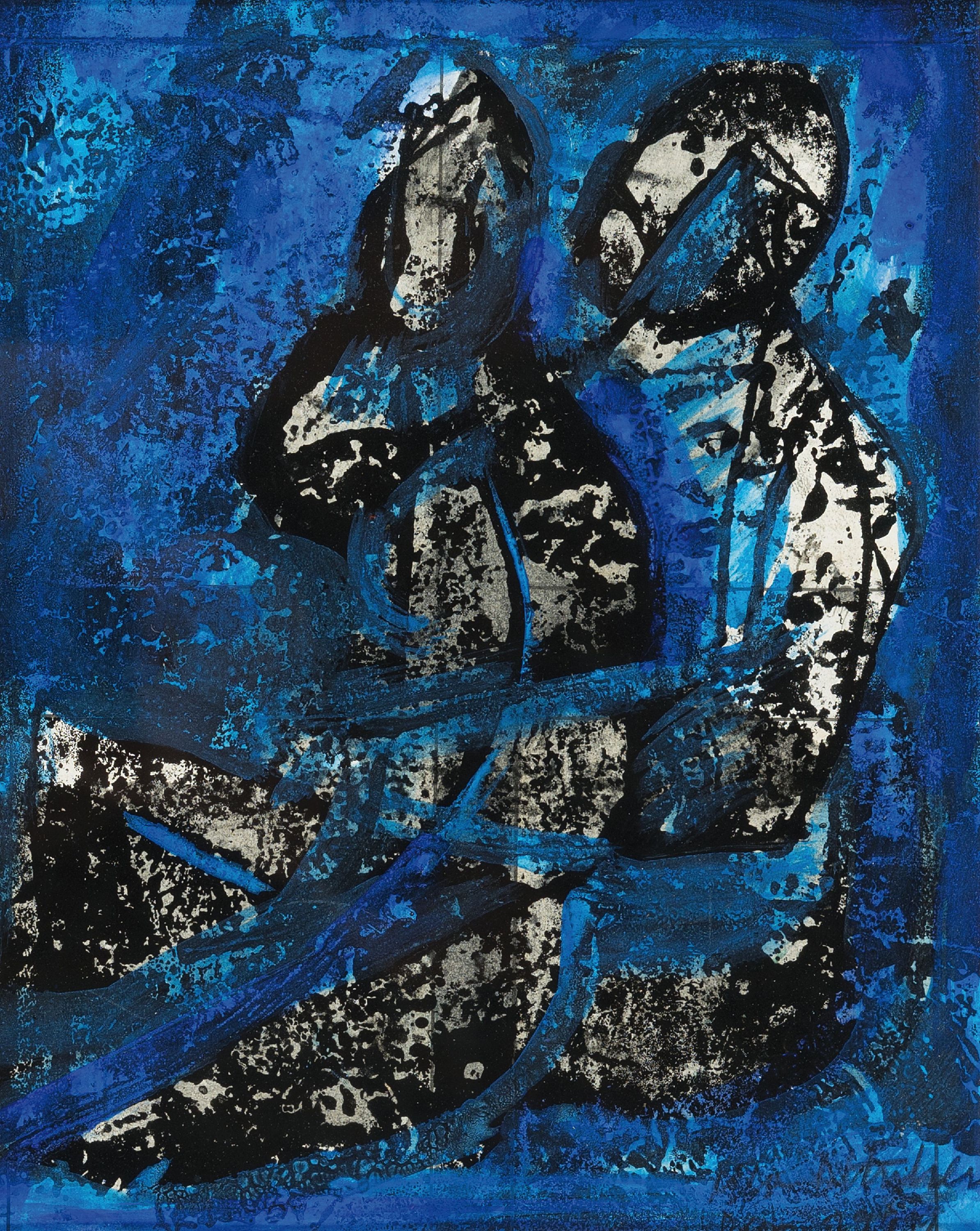Otto Ditscher 1903-1987 Neuhofen, 2 Arbeiten: Paar, Mischtechnik auf Malkarton, rechts unten sign. und dat. 79, ca. 27x21cm, PP, u.Gl., R. ca. ...