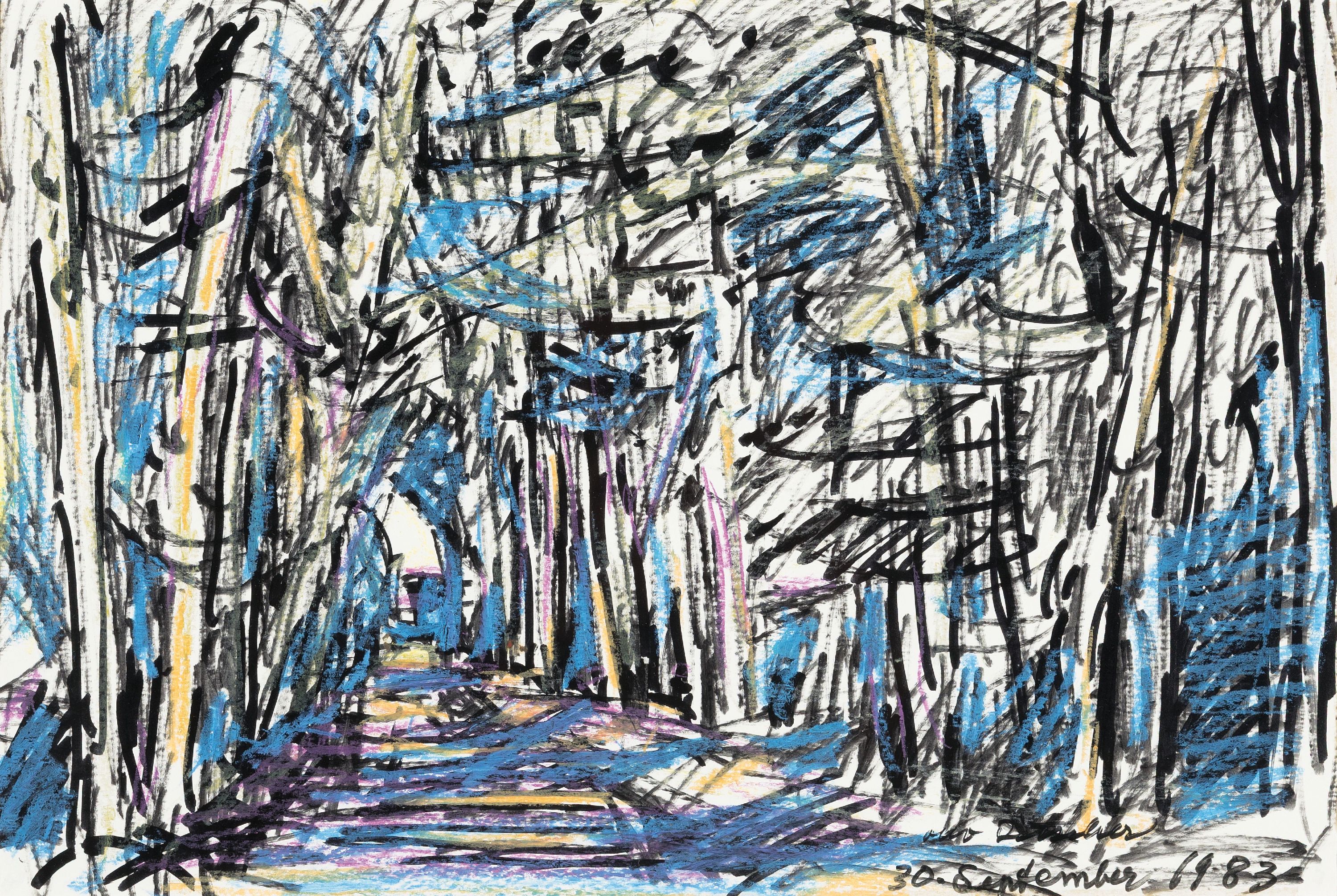 Detail a: Otto Ditscher 1903-1987 Neuhofen, 2 Arbeiten: Paar, Mischtechnik auf Malkarton, rechts unten sign. und dat. 79, ca. 27x21cm, PP, u.Gl., R. ca. ...
