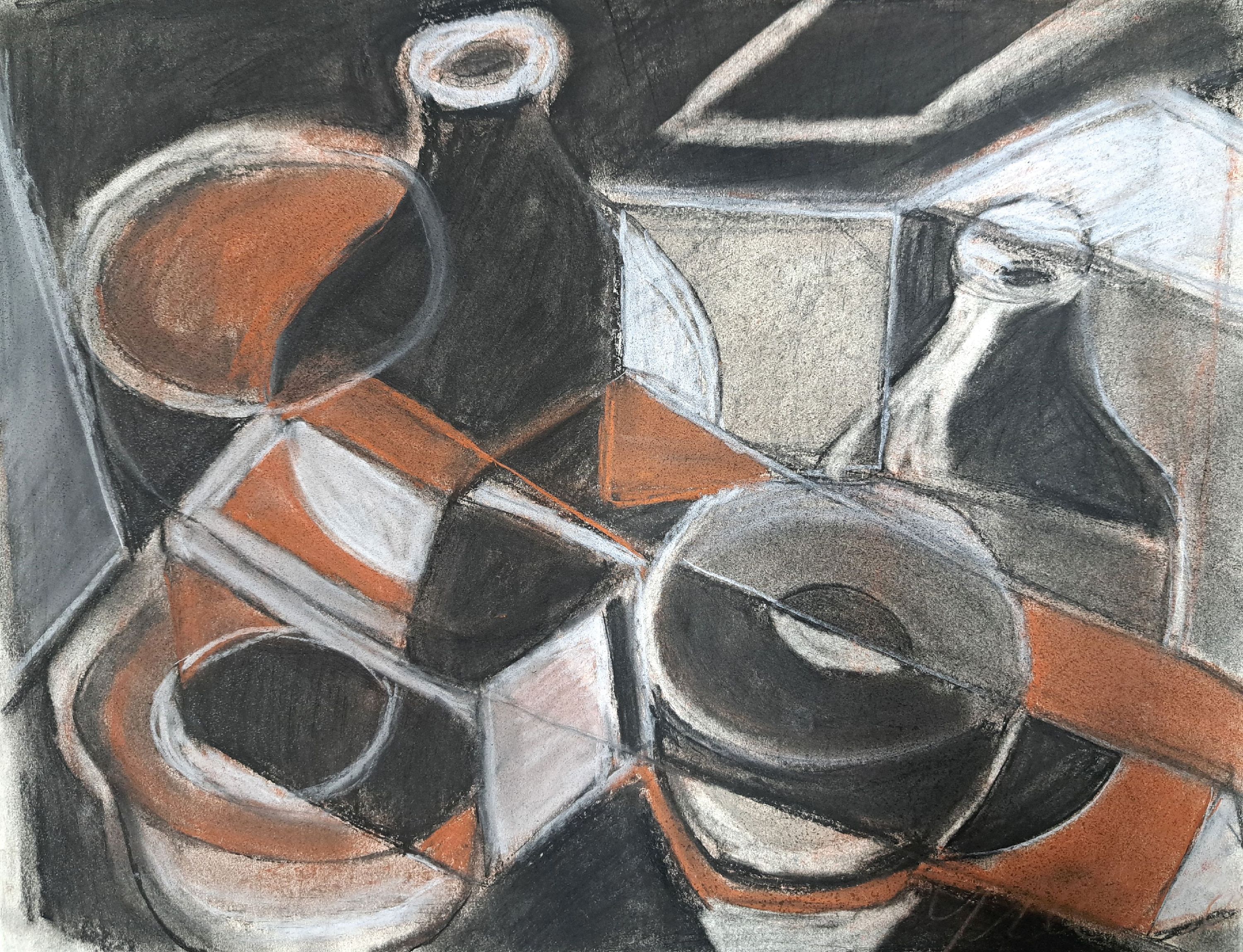 Detail k: Werner Gilles, 1894 Rheydt-1961 Essen, abstraktes Stillleben, Wachs und Pastell auf Papier, rechts unten signiert, rückseitig Widmung: Für Peter ...
