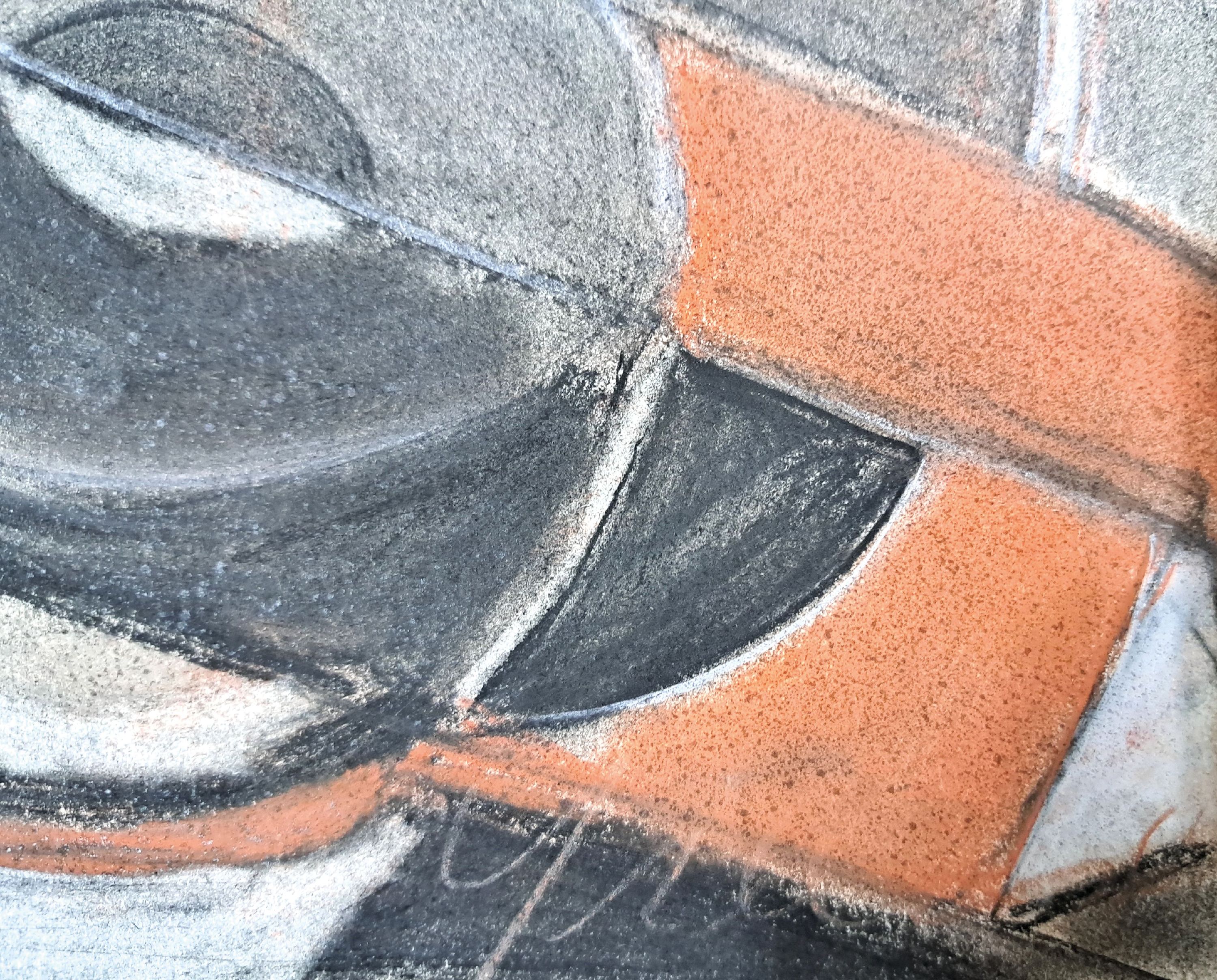 Detail l: Werner Gilles, 1894 Rheydt-1961 Essen, abstraktes Stillleben, Wachs und Pastell auf Papier, rechts unten signiert, rückseitig Widmung: Für Peter ...