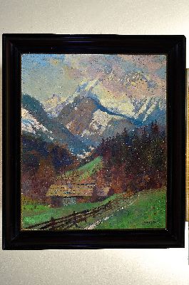 26891461k - Jean Anacker, 1878 Leipzig-1955 München, Bauernhof im Hochgebirge, Öl/Lwd, ...