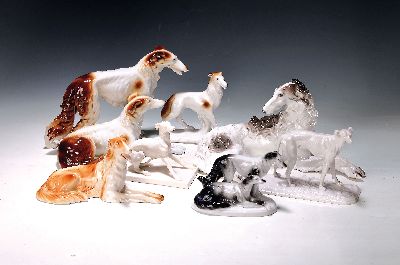 Image 26891973 - Großes Konvolut Porzellanfiguren Windhunde, Nymphenburg, Schlaggenwald und andere, ...