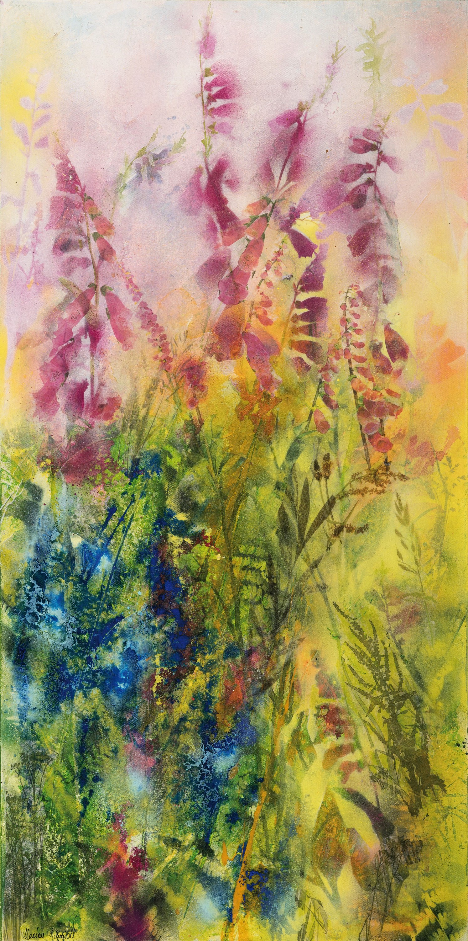 Marion Schmidt, geb. 1963 Eschwege, Fingerhut, Acryl und Öl/Lwd, links unten signiert, ca. 100x50cm