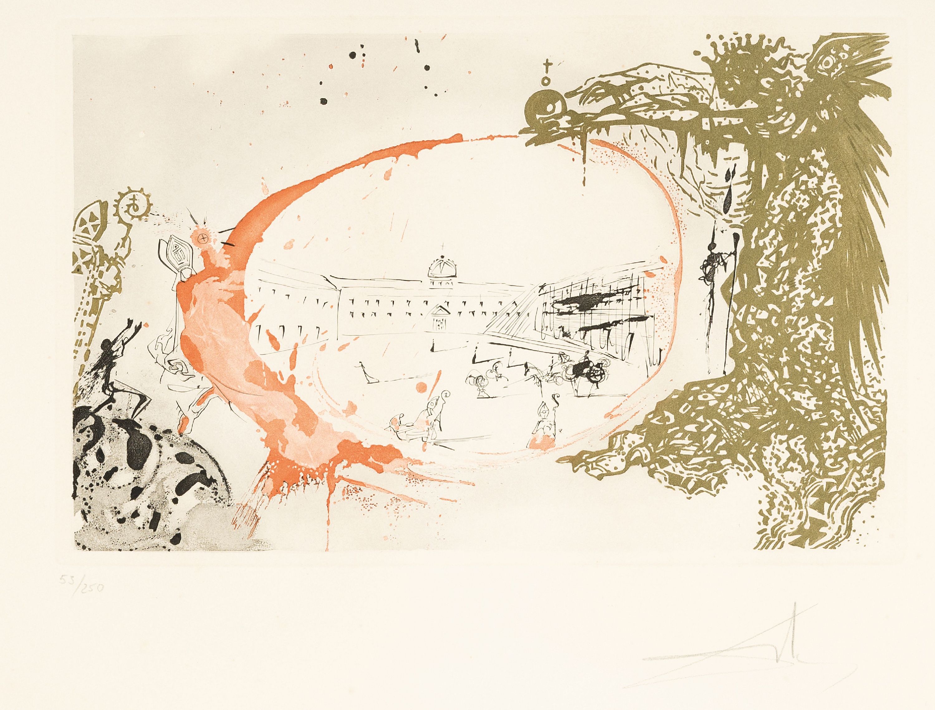Salvador Dalí, 1904-1989, Vision de Paradis, Farbradierung mit Aquatinta aus der Serie Calderon von 1971, handsign., ca. 32x51.5cm, num. 55/250, ...