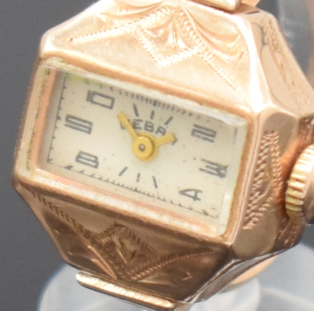 Detail a: Ringuhr in RG 583/000, Russland um 1950, Handaufzug, 2-teil. Geh., silb. Zifferbl. altersbed. pat./fl., Anz. v. Std. und Min., Rundankerw., D. ca. 18 ...