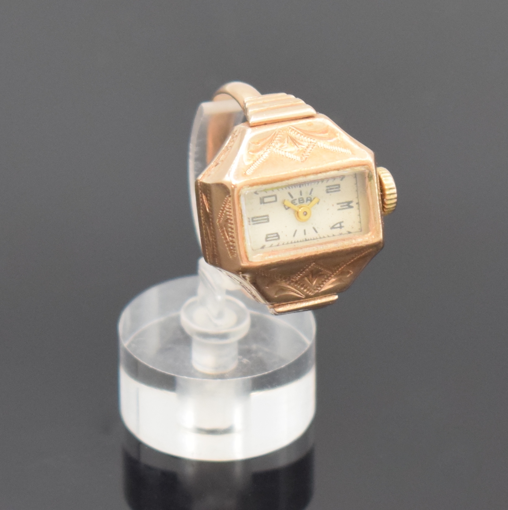 Detail b: Ringuhr in RG 583/000, Russland um 1950, Handaufzug, 2-teil. Geh., silb. Zifferbl. altersbed. pat./fl., Anz. v. Std. und Min., Rundankerw., D. ca. 18 ...