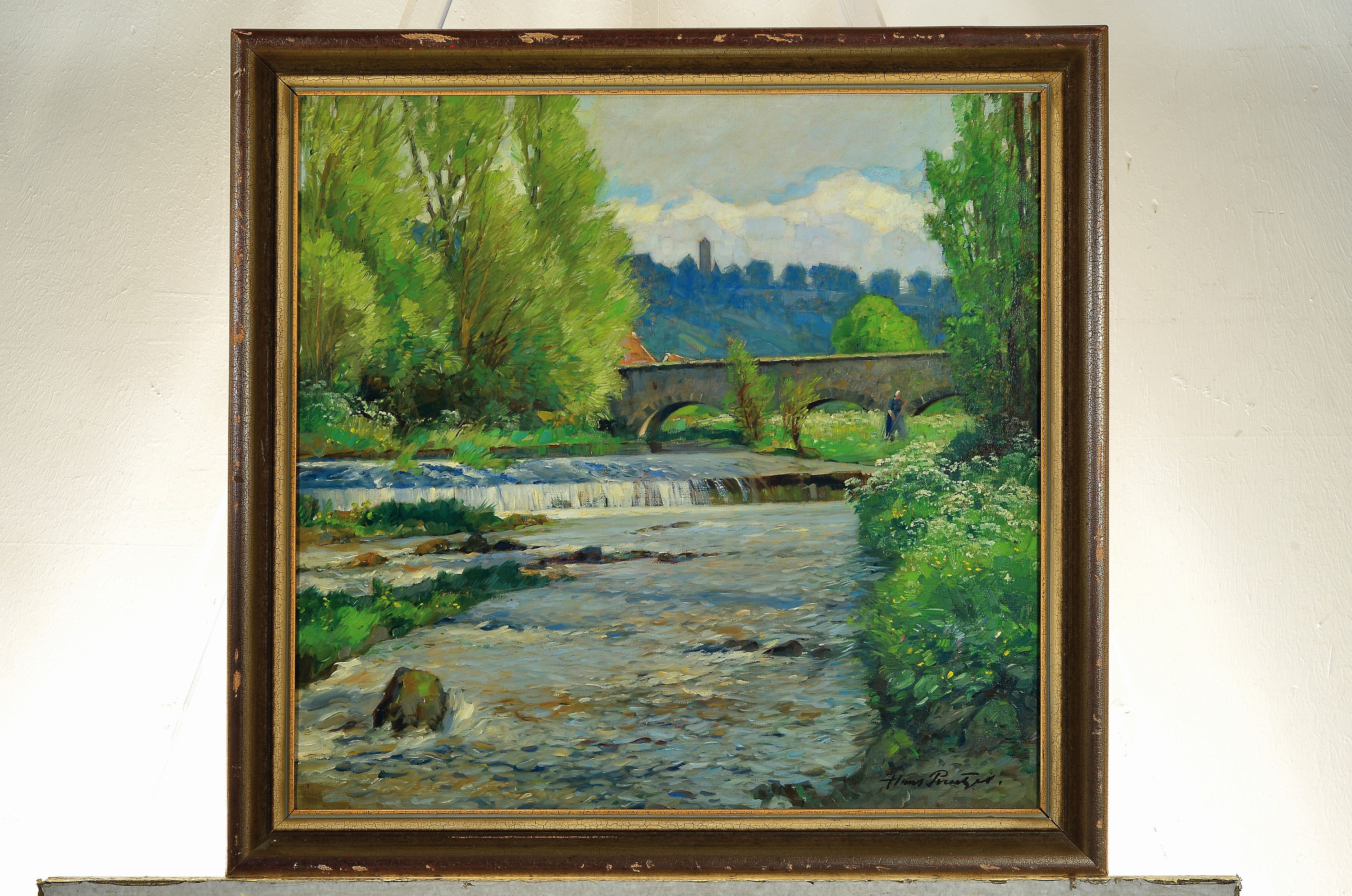 Detail k: Hans Prentzel, 1880 Berlin-1956 Rothenburg ob der Tauber, Im Taubertal, so rückseitig betitelt, Öl/Lwd, rechts unten sign., ca. 49x 51cm, R. ca. ...
