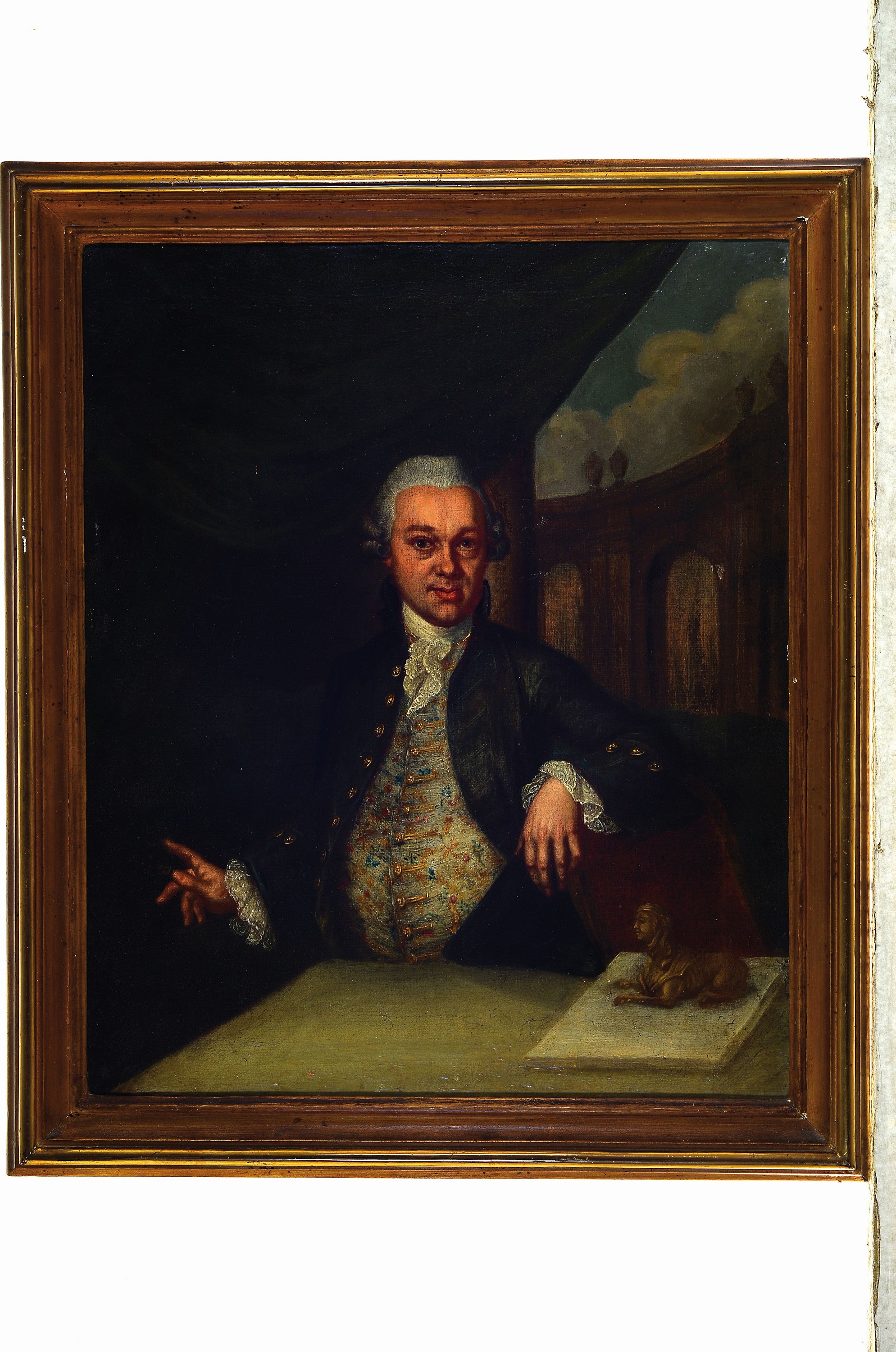 Detail k: Unbekannter Künstler des 18. Jh., Porträt des Christian Ludwig Hagedorn (1712 Hamburg-1780 Dresden), deutscher Kunsttheoretiker und -sammler, ...