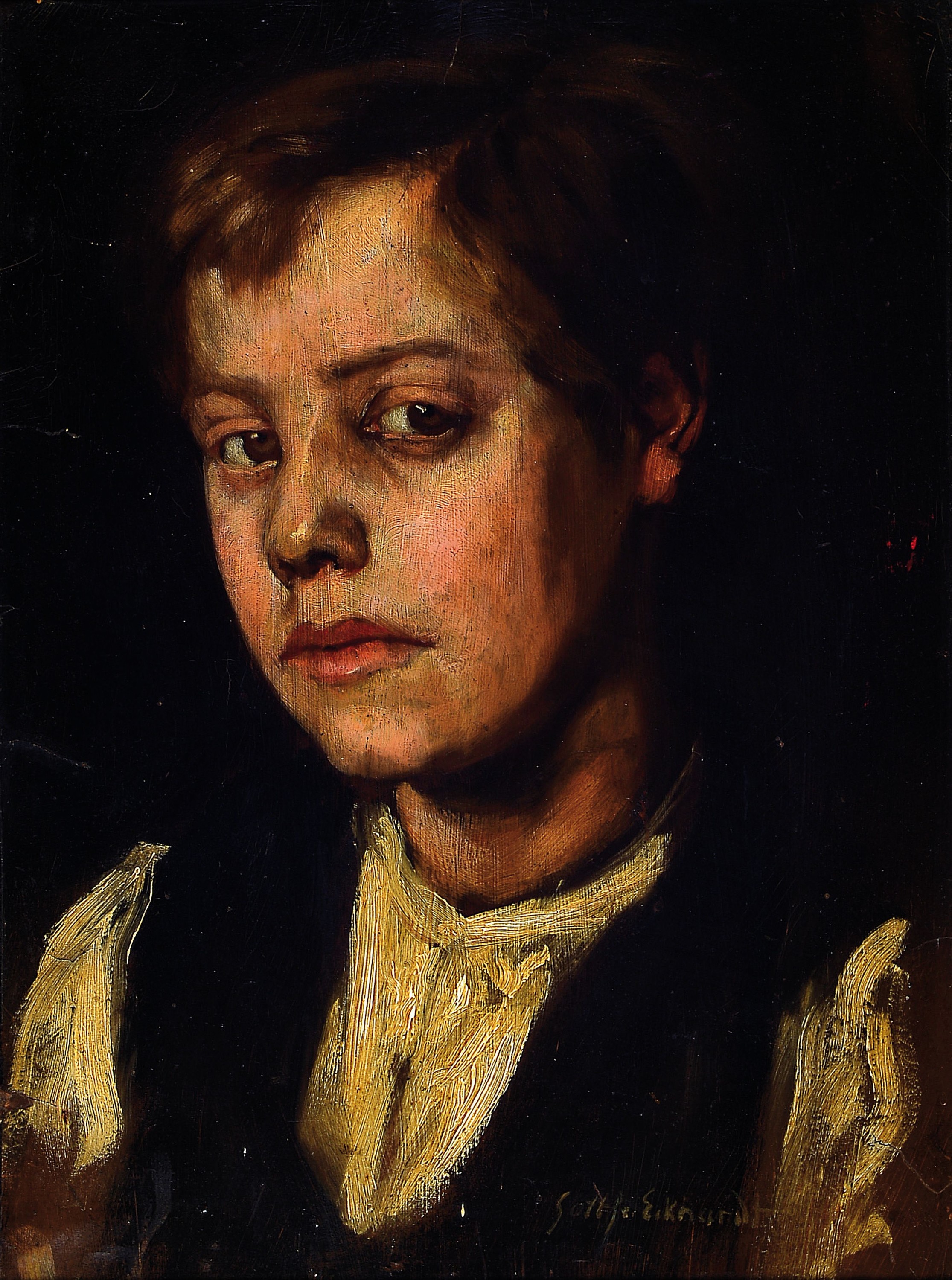 Gottfried Eckhardt, 1865-1933 Düsseldorf, Porträt eines Jungen, Öl/Malkarton, rechts unten sign., ca. 44x33cm, R. ca. 64x54cm