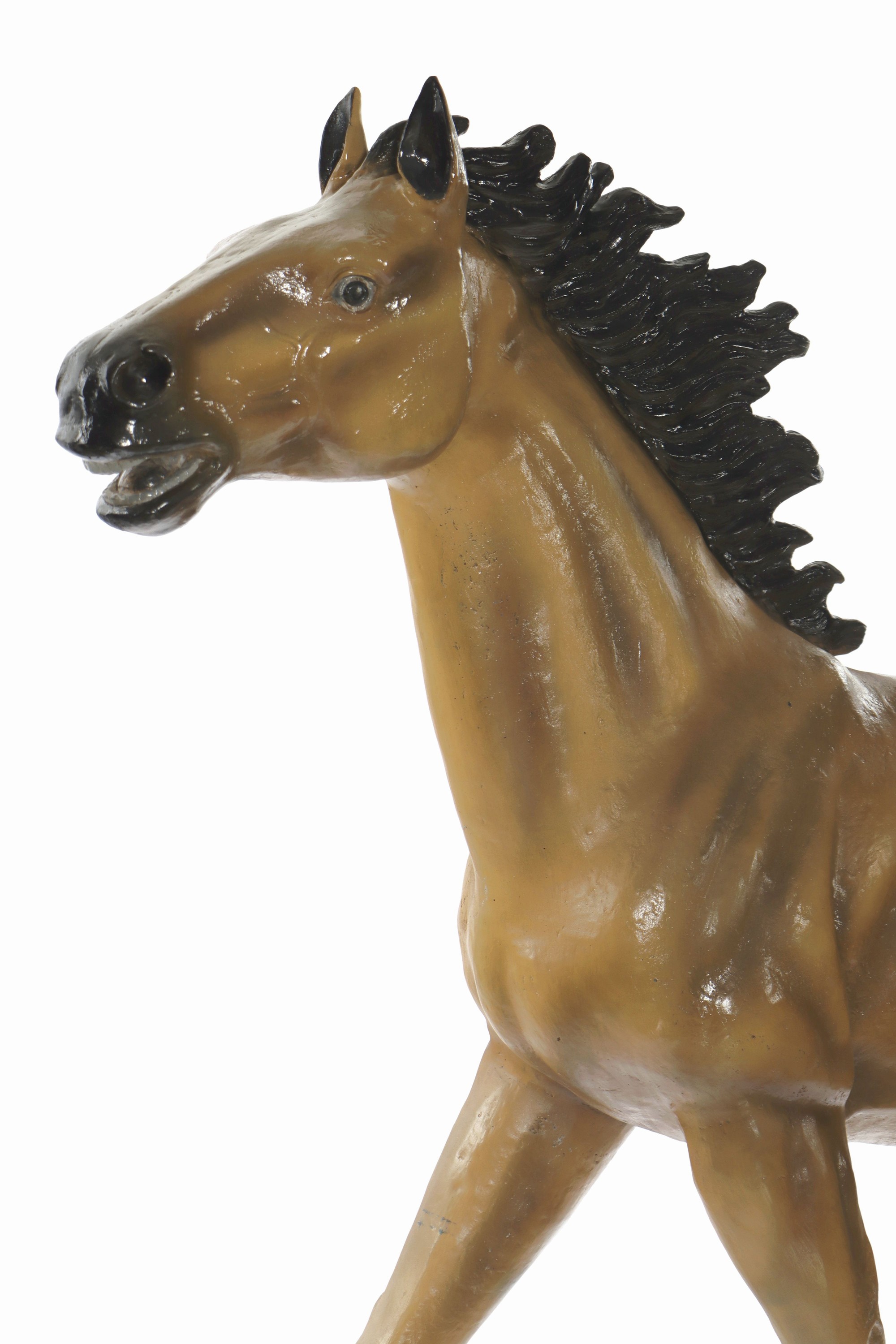 Detail a: Monumentale Bronzefigur, lebensgroßes Fohlen/ Pferd, Bronze, schwarz u. bräunlich-beige koloriert, gute schwere Qualität, ca. 157x195x40 cm, l. ...