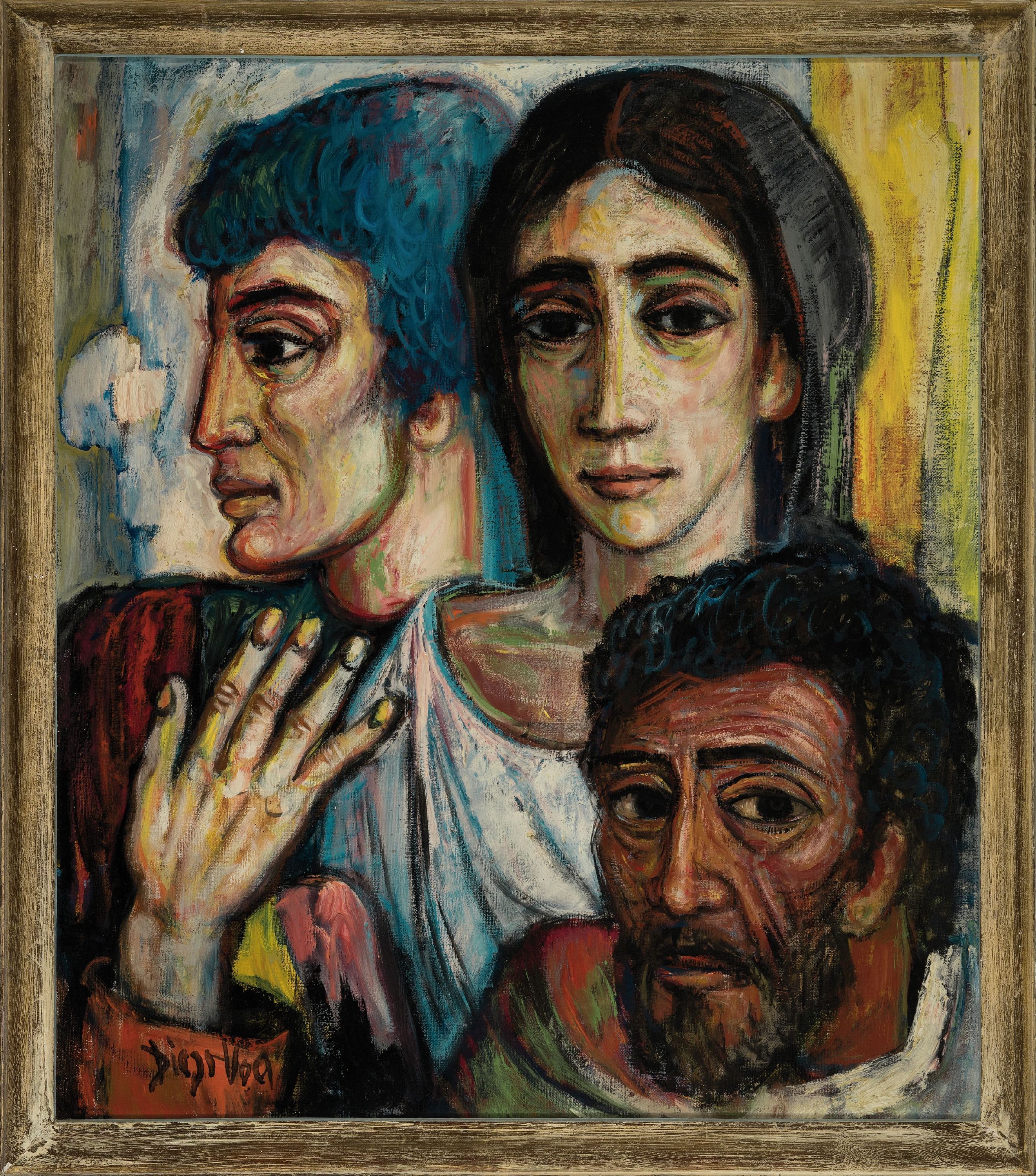 Detail k: Prof. Antonio Diego Voci, 1920 Gasperina-1985 Taunusstein, "Die Schauspieler", Öl/Lwd, links unten signiert, verso betitelt, orig. ...