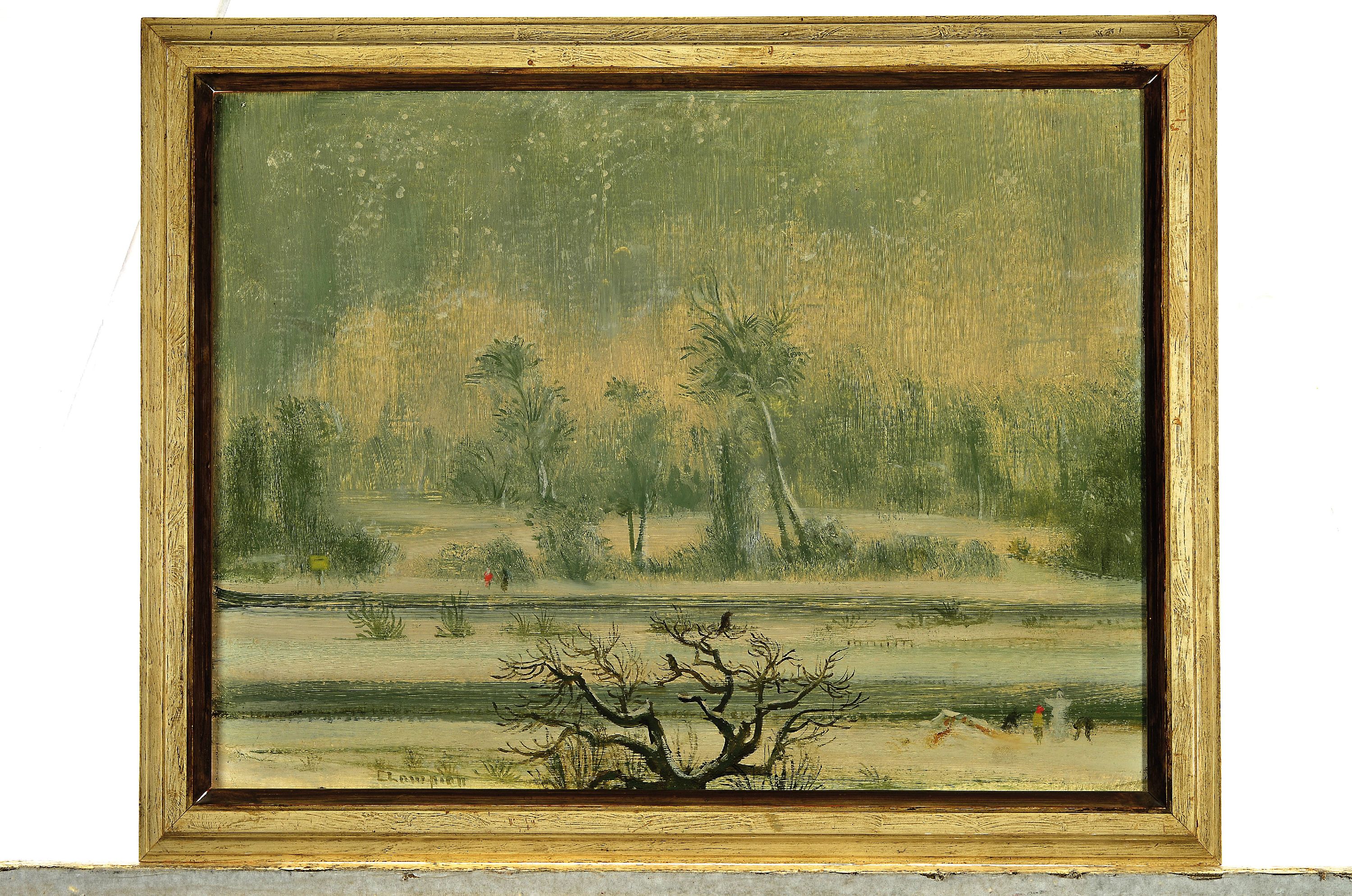 Detail k: Theo Champion, 1887 Oberkassel-1952 Zell an der Mosel, rheinische Winterlandschaft, Kinder beim Bau eines Schneemannes, objektiv -neusachliche ...