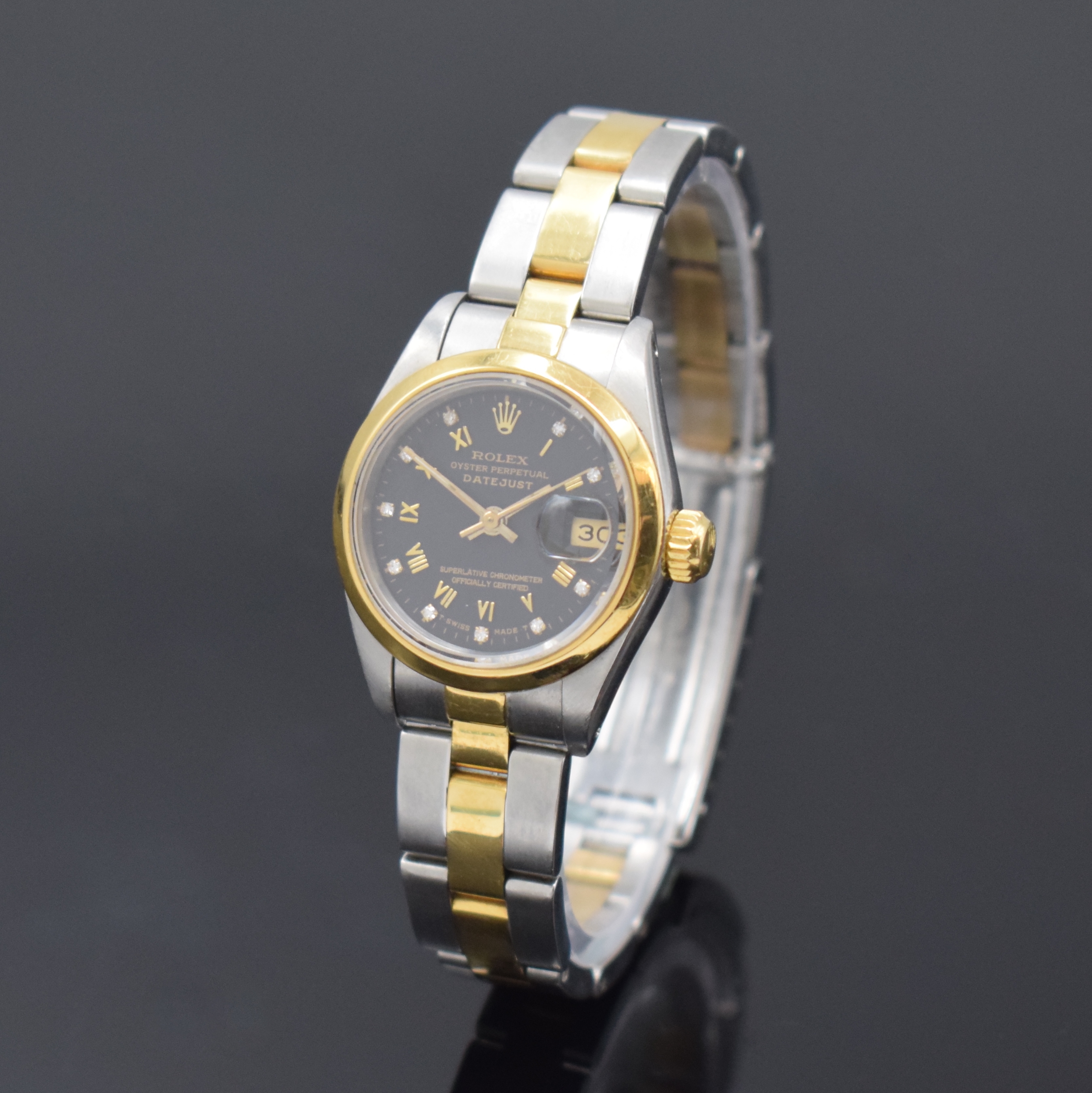 ROLEX Damenarmbanduhr Oyster Perpetual Datejust Referenz 69173, Automatik, Schweiz um 1987, Edelstahl/Gold kombiniert inkl. Oysterband m. Faltschl., ...
