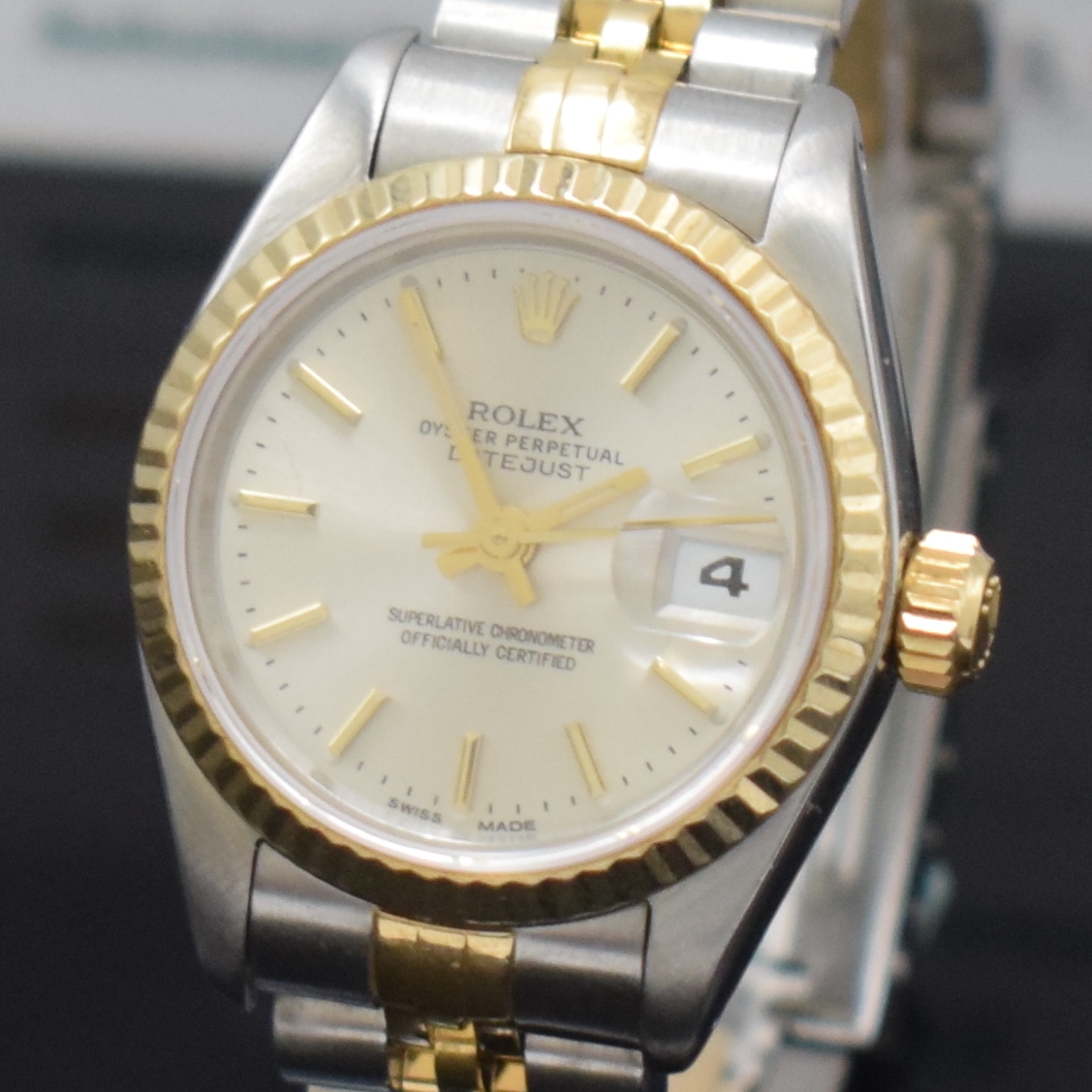 Detail a: ROLEX Damenarmbanduhr Oyster Perpetual Datejust Referenz 69173, Automatik, Schweiz um 1990, L-Serie, Chronometer der Superlative in Edelstahl/Gold ...