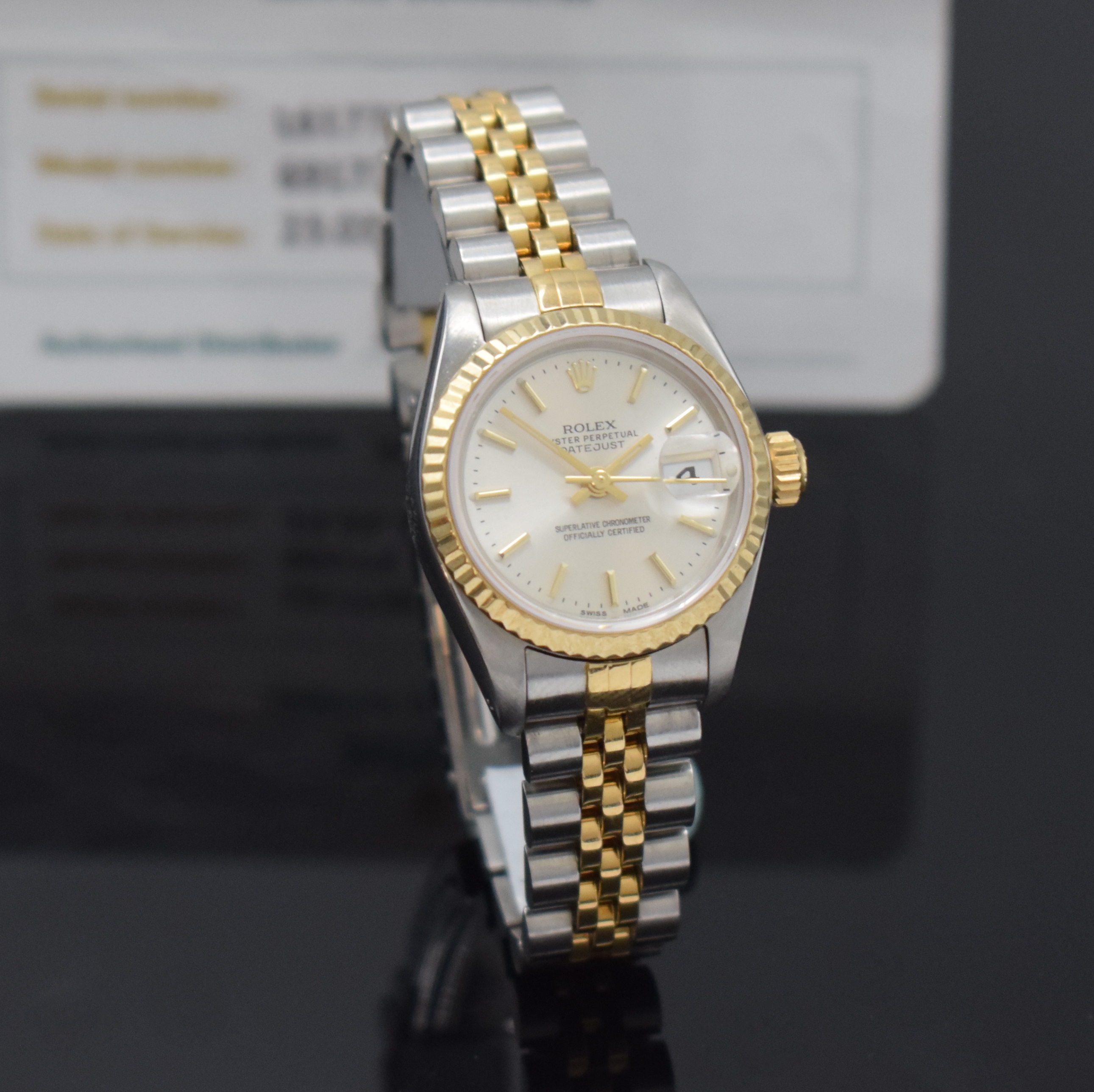 Detail b: ROLEX Damenarmbanduhr Oyster Perpetual Datejust Referenz 69173, Automatik, Schweiz um 1990, L-Serie, Chronometer der Superlative in Edelstahl/Gold ...