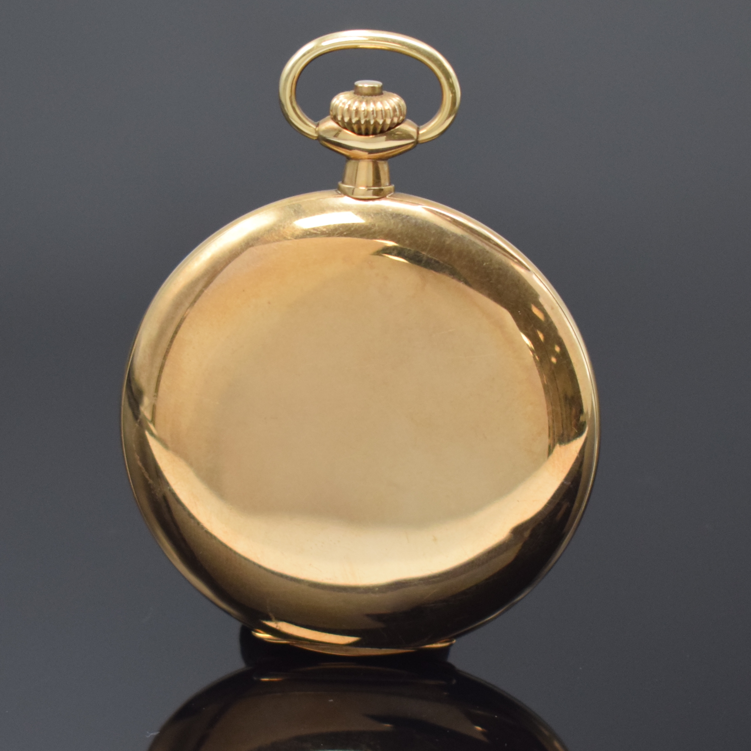 Detail c: JUNGHANS Herrensavonette in GG 585/000, Deutschland um 1925, glattes 3-Deckel- Goldgeh., Sprungdeckel m. schöner Wappen- Grav., gold. Zifferbl., ...