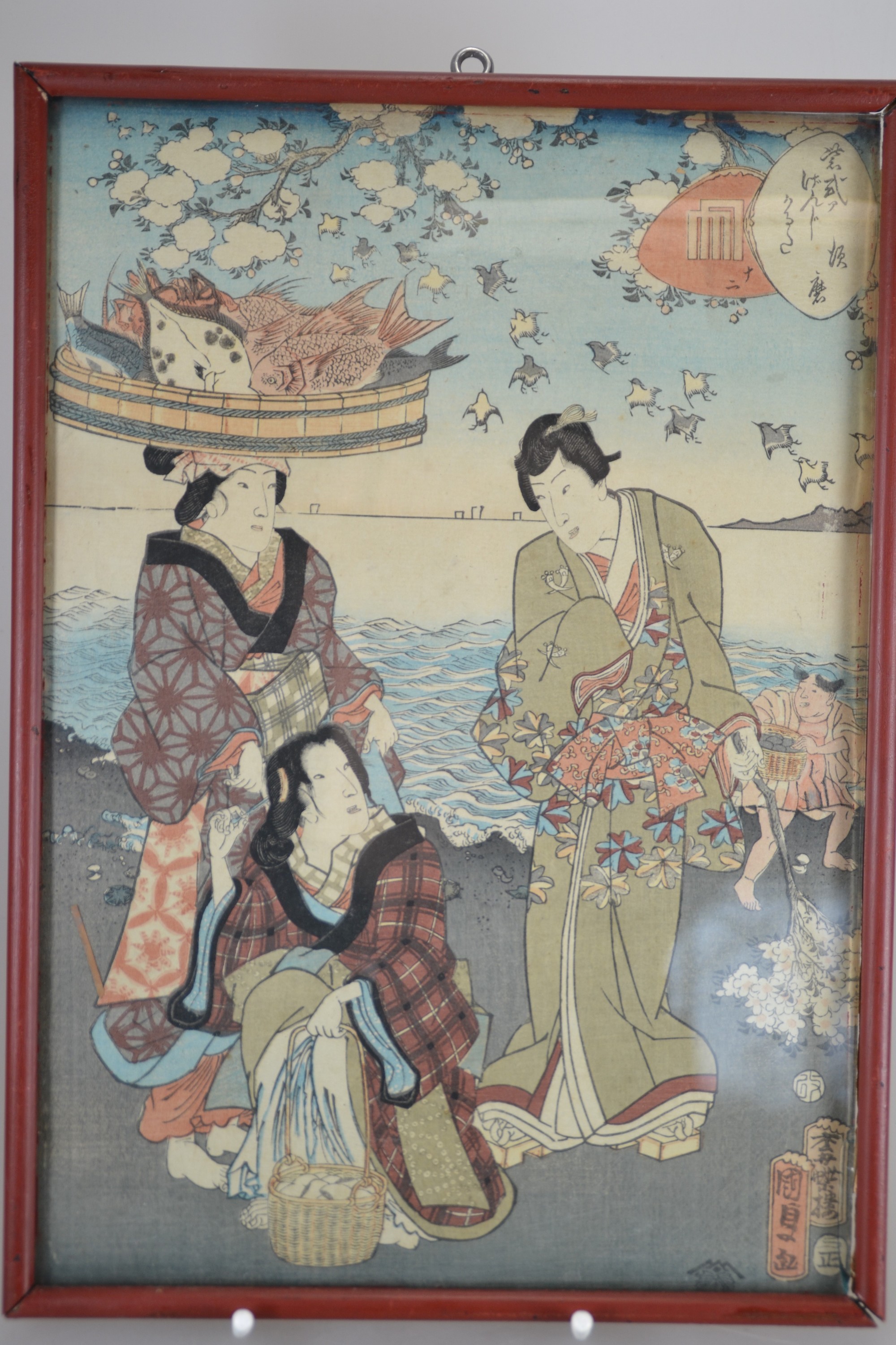 Detail f: Drei japanische Farbholzschnitte: Koho Shoda (1871-1946), Utagawa Kunisada (1786-1865) & Utagawa Kuniyoshi (1798-1861), Shoda: ohne Titel (Schrein), ...